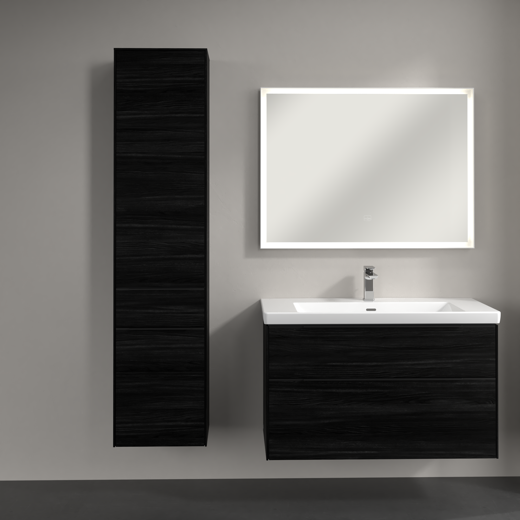 Subway 3.0 Højskab, 2 døre, 1 udtræk, 400x1710x346mm, Korpus: Black Oak, Front: Black Oak