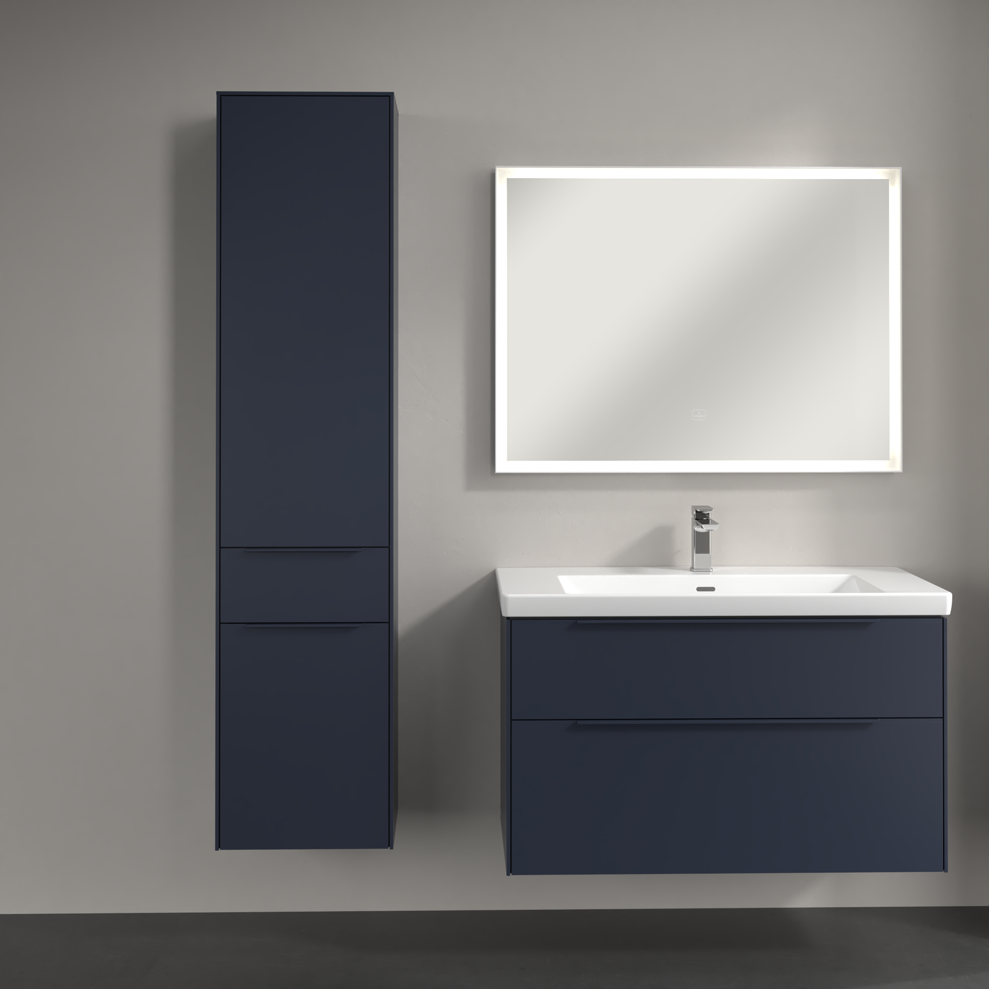 Subway 3.0 Tall cabinet, 2 doors, 1 pull-out compartment, 400x1710x346mm, Body: Marine Blue, Front: Marine Blue