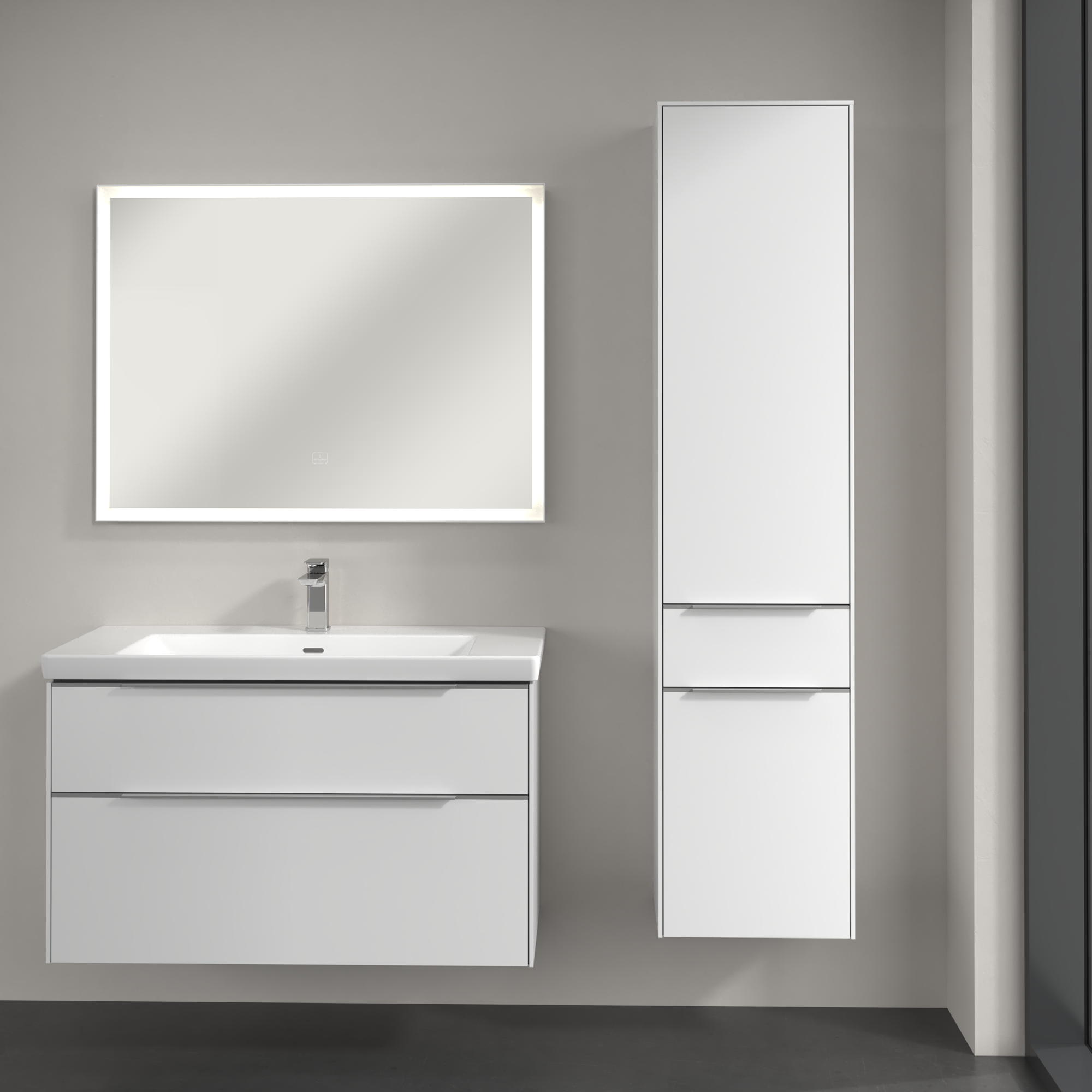 Subway 3.0 Tall cabinet, 2 doors, 1 pull-out compartment, 400x1710x346mm, Body: Pure White, Front: Pure White