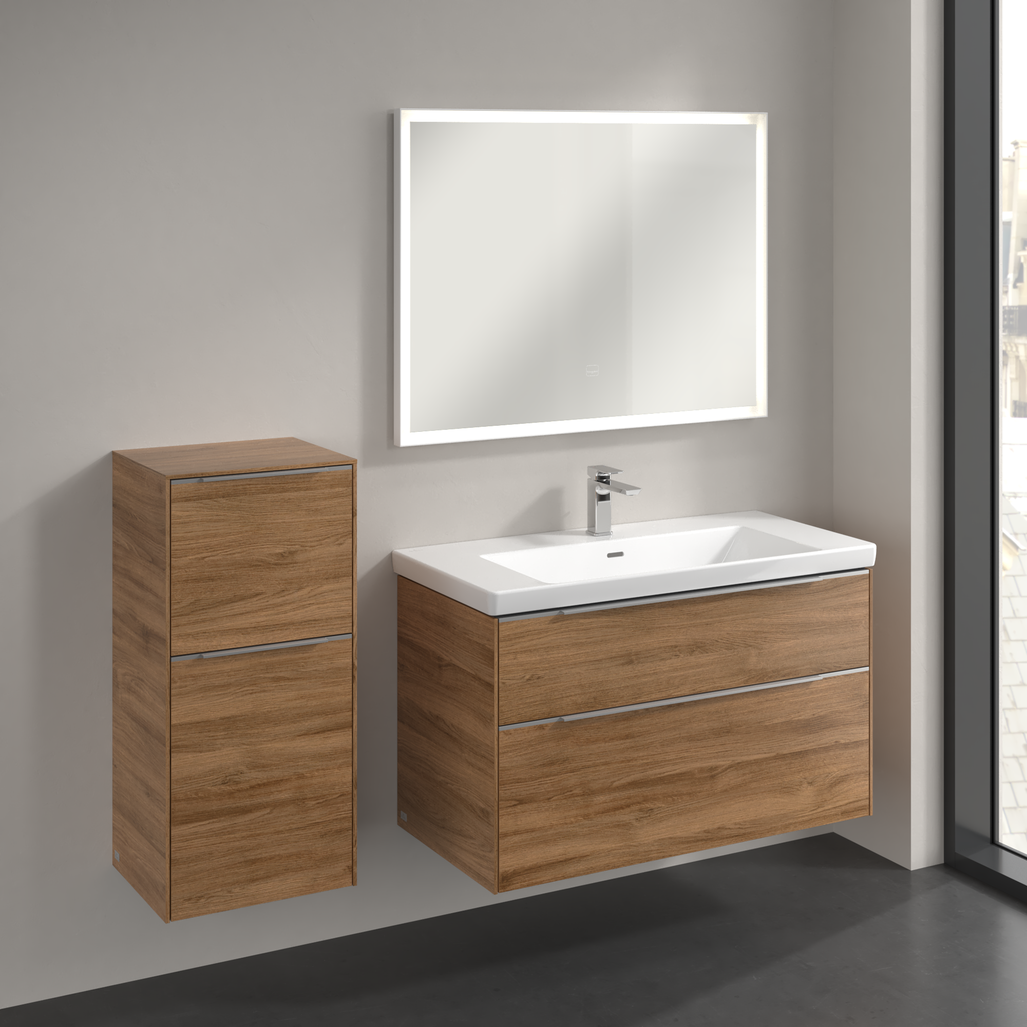 Subway 3.0 Armoire latérale, 1 tiroir sur rails, 1 porte, 400x860x346mm, Caisson: Oak Kansas, Façade: Oak Kansas