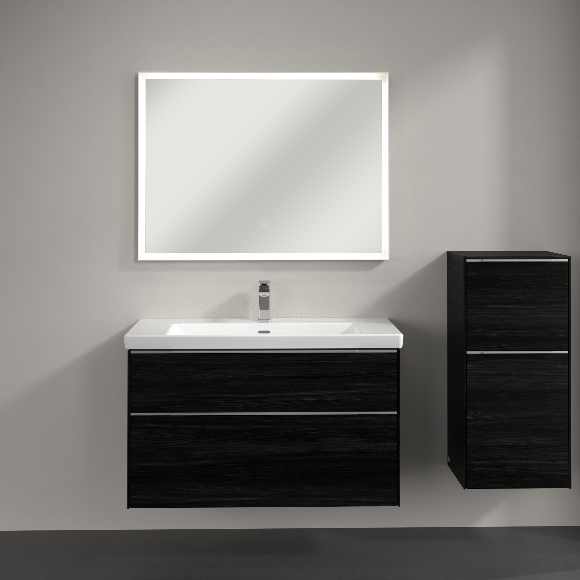 Subway 3.0 Armoire latérale, 1 tiroir sur rails, 1 porte, 400x860x346mm, Caisson: Black Oak, Façade: Black Oak