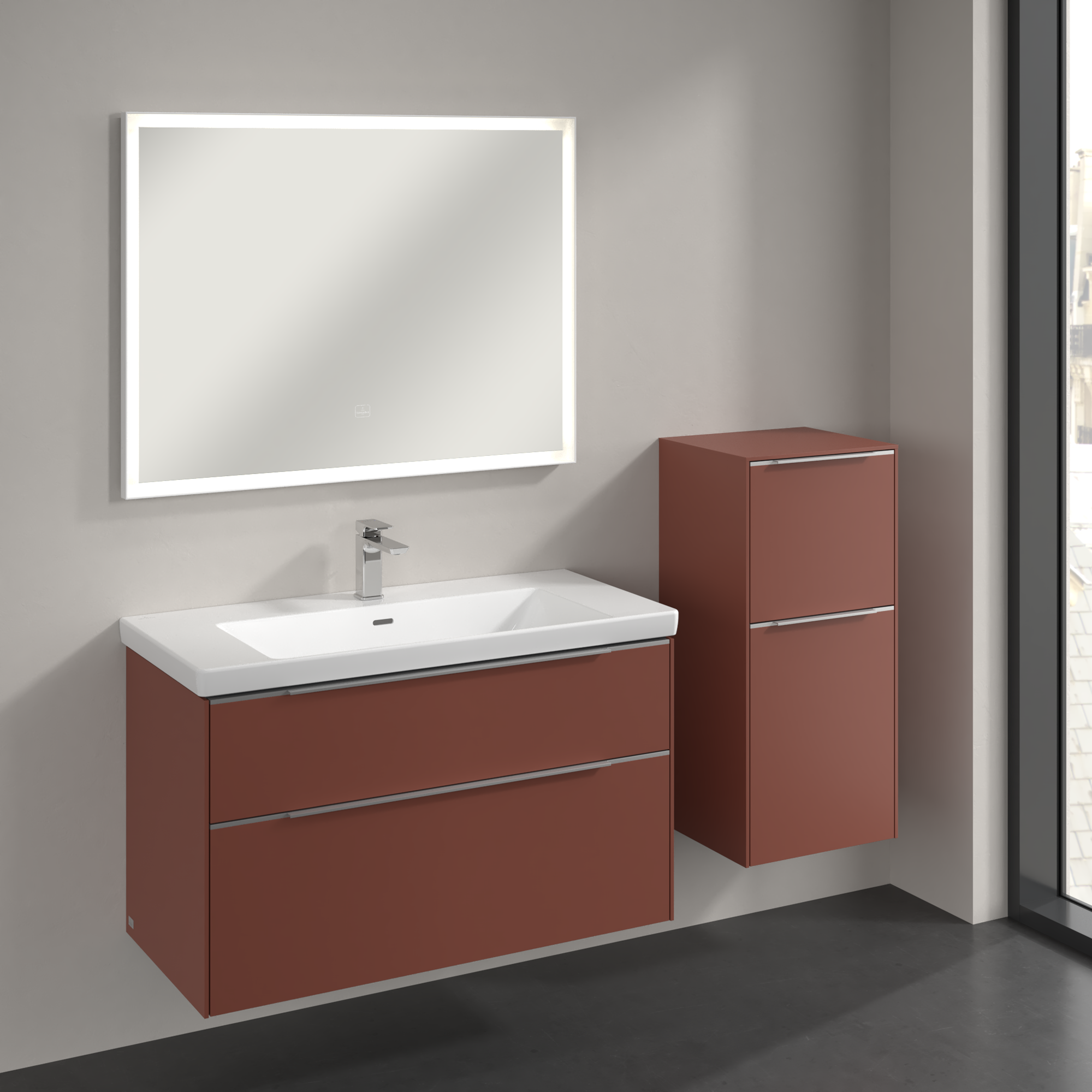 Subway 3.0 Side cabinet, 1 pull-out compartment, 1 door, 400x860x346mm, Body: Wine Red, Front: Wine Red
