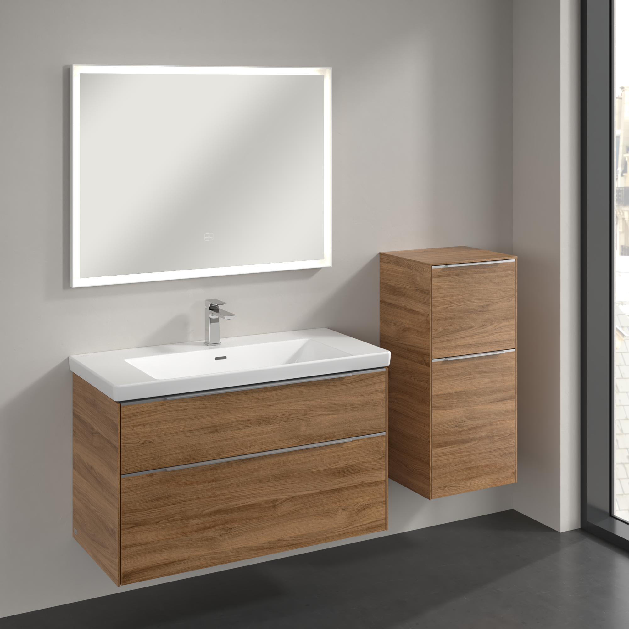 Subway 3.0 Armoire latérale, 1 tiroir sur rails, 1 porte, 400x860x346mm, Caisson: Oak Kansas, Façade: Oak Kansas