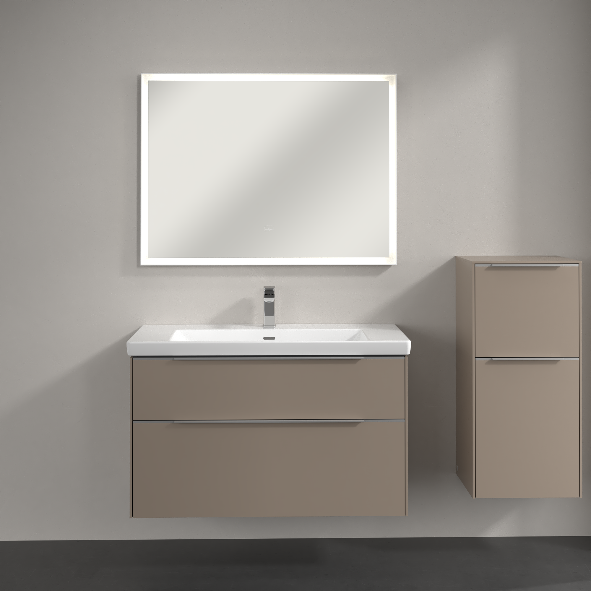 Subway 3.0 Armoire latérale, 1 tiroir sur rails, 1 porte, 400x860x346mm, Caisson: Taupe, Façade: Taupe