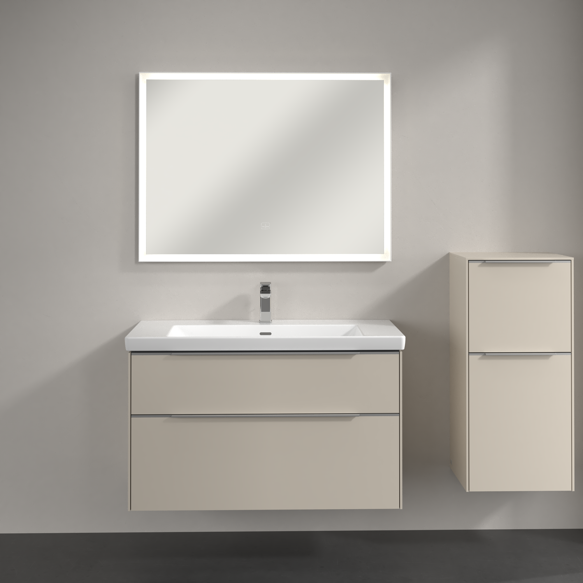 Subway 3.0 Armoire latérale, 1 tiroir sur rails, 1 porte, 400x860x346mm, Caisson: Cashmere Grey, Façade: Cashmere Grey