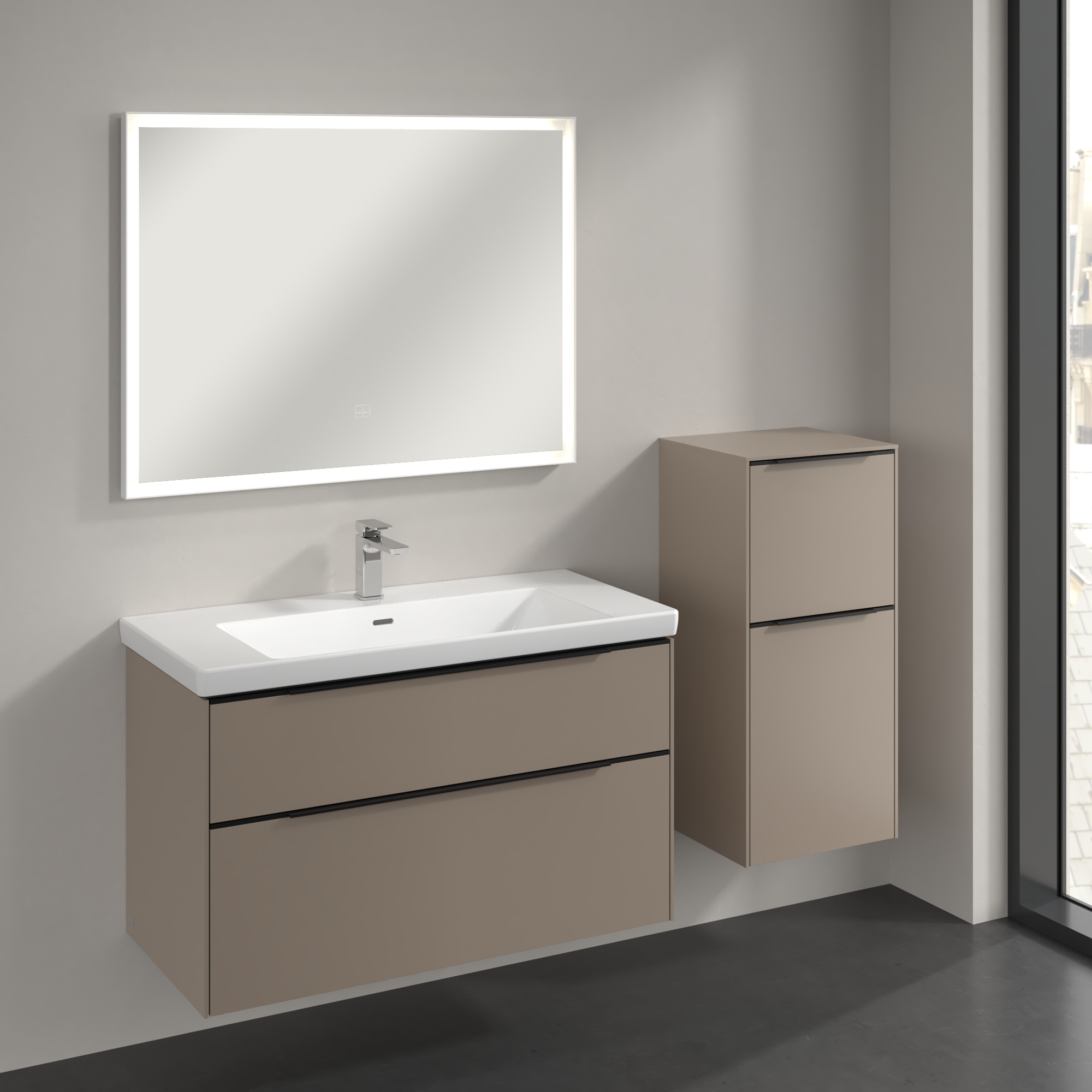 Subway 3.0 Side cabinet, 1 pull-out compartment, 1 door, 400x860x346mm, Body: Taupe, Front: Taupe
