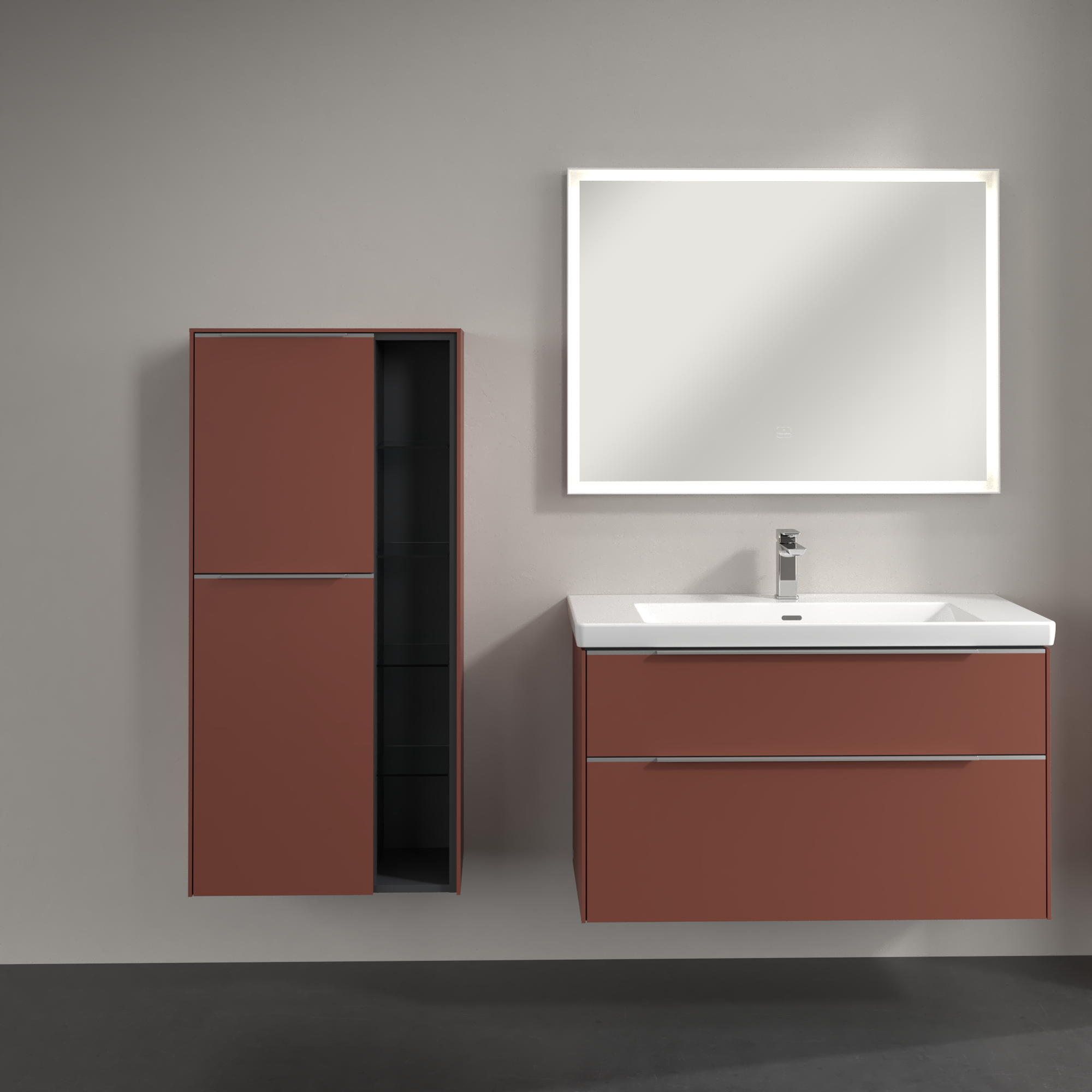 Subway 3.0 Armoire mi-haute, 2 portes, 574x1200x346mm, Caisson: Wine Red, Façade: Wine Red