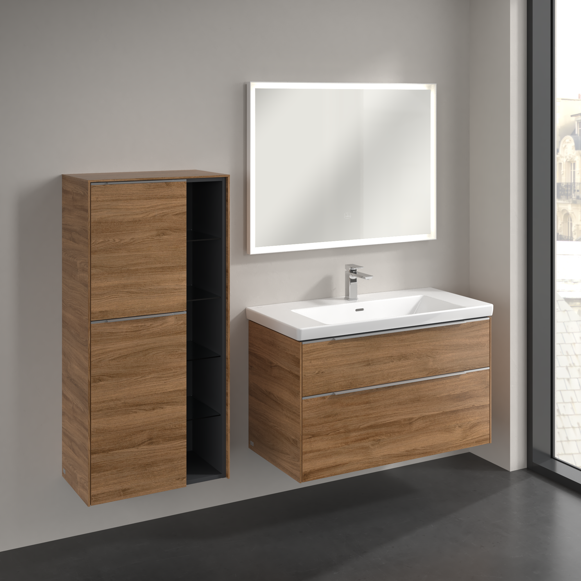 Subway 3.0 Armoire mi-haute, 2 portes, 574x1200x346mm, Caisson: Oak Kansas, Façade: Oak Kansas