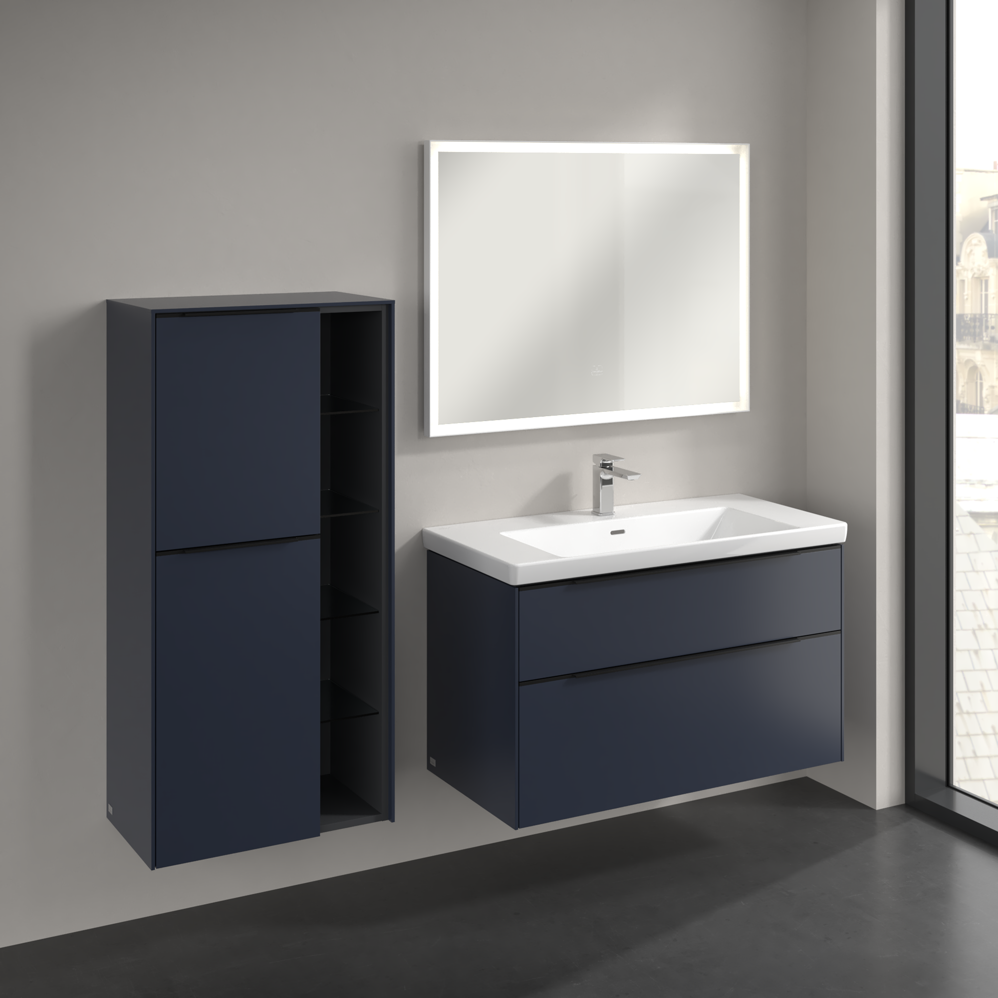 Subway 3.0 Medium-height cabinet, 2 doors, 574x1200x346mm, Body: Marine Blue, Front: Marine Blue