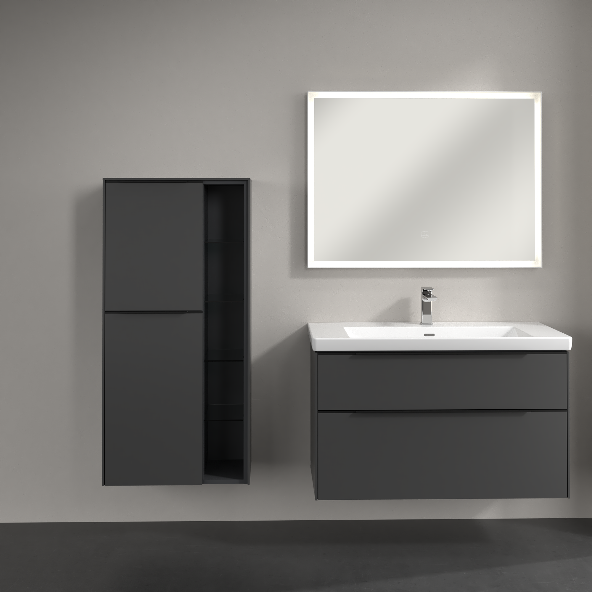 Subway 3.0 Medium-height cabinet, 2 doors, 574x1200x346mm, Body: Graphite, Front: Graphite