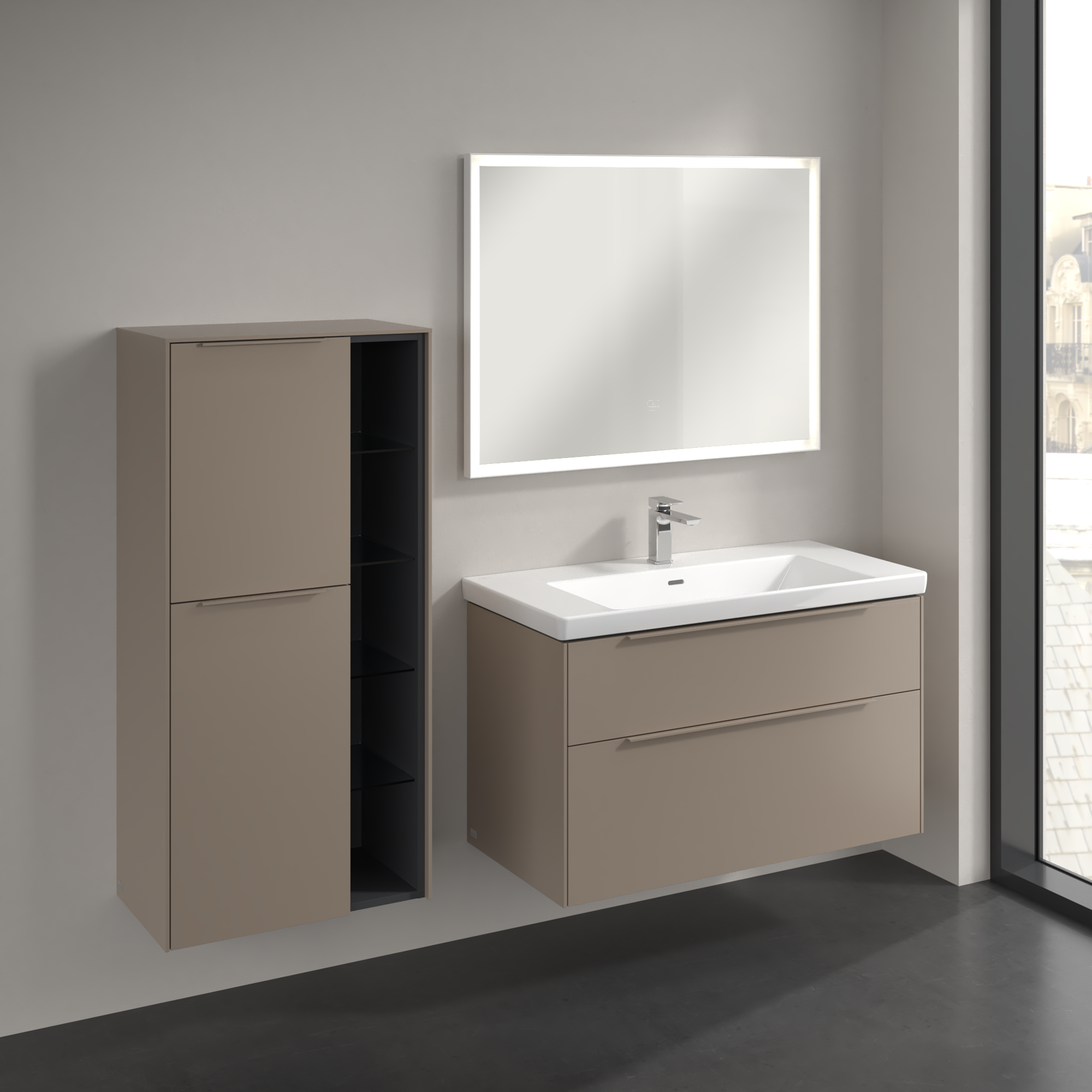 Subway 3.0 Medium-height cabinet, 2 doors, 574x1200x346mm, Body: Taupe, Front: Taupe