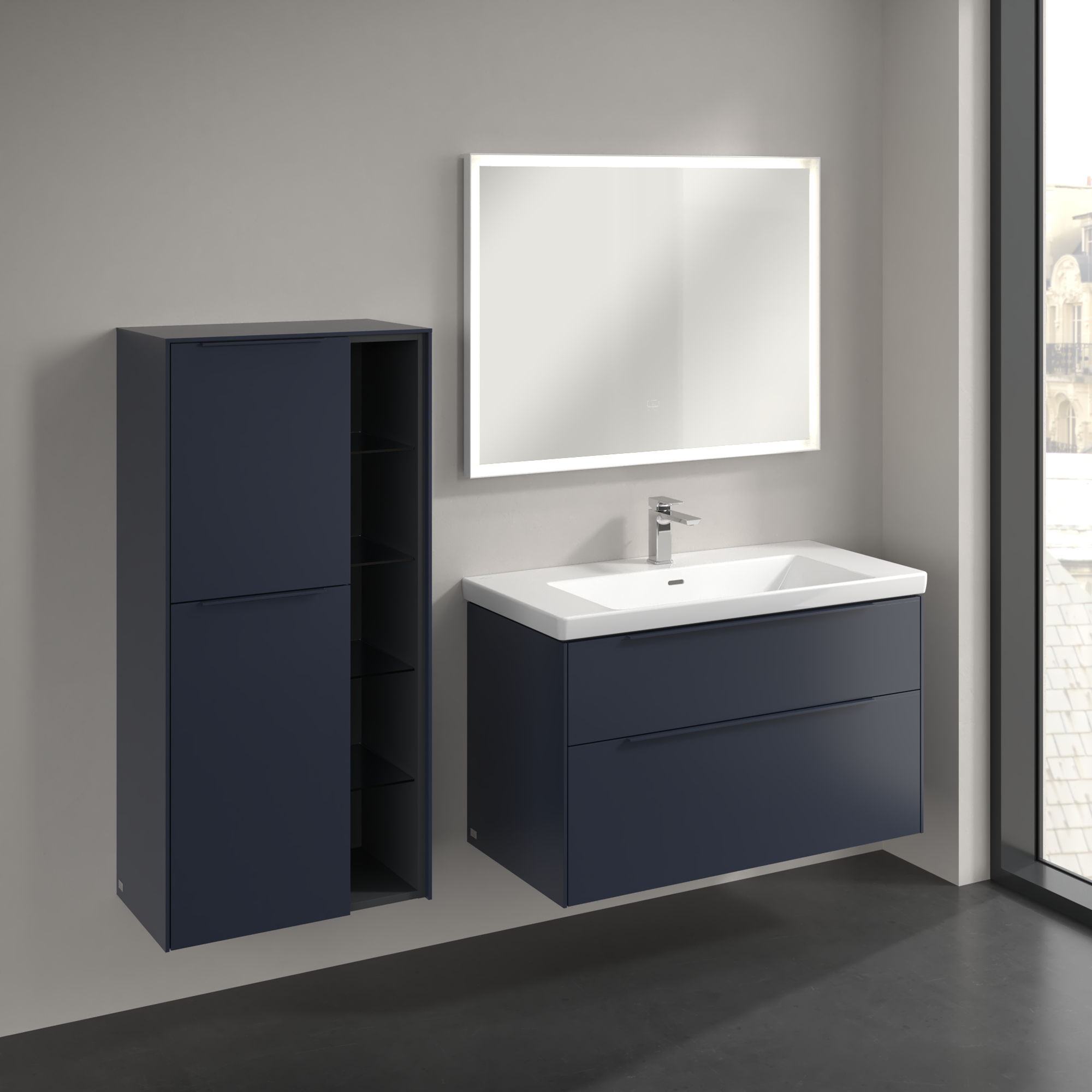 Subway 3.0 Medium-height cabinet, 2 doors, 574x1200x346mm, Body: Marine Blue, Front: Marine Blue