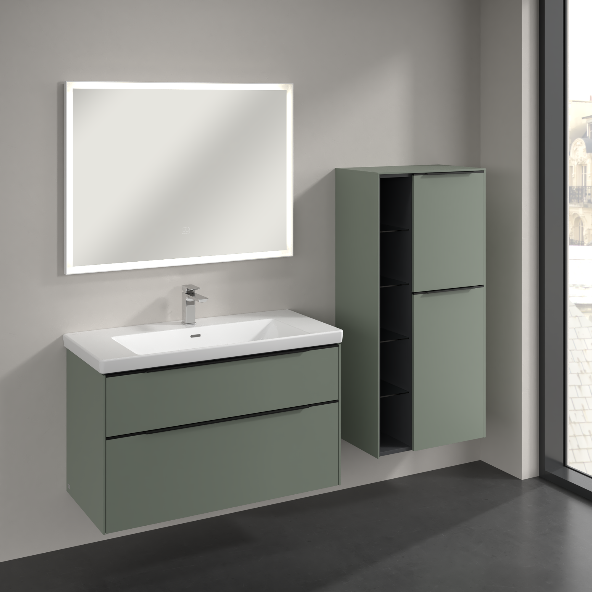 Subway 3.0 Armadietto intermedio, 2 ante, 574x1200x346mm, Corpo: Soft Green, Fronte: Soft Green