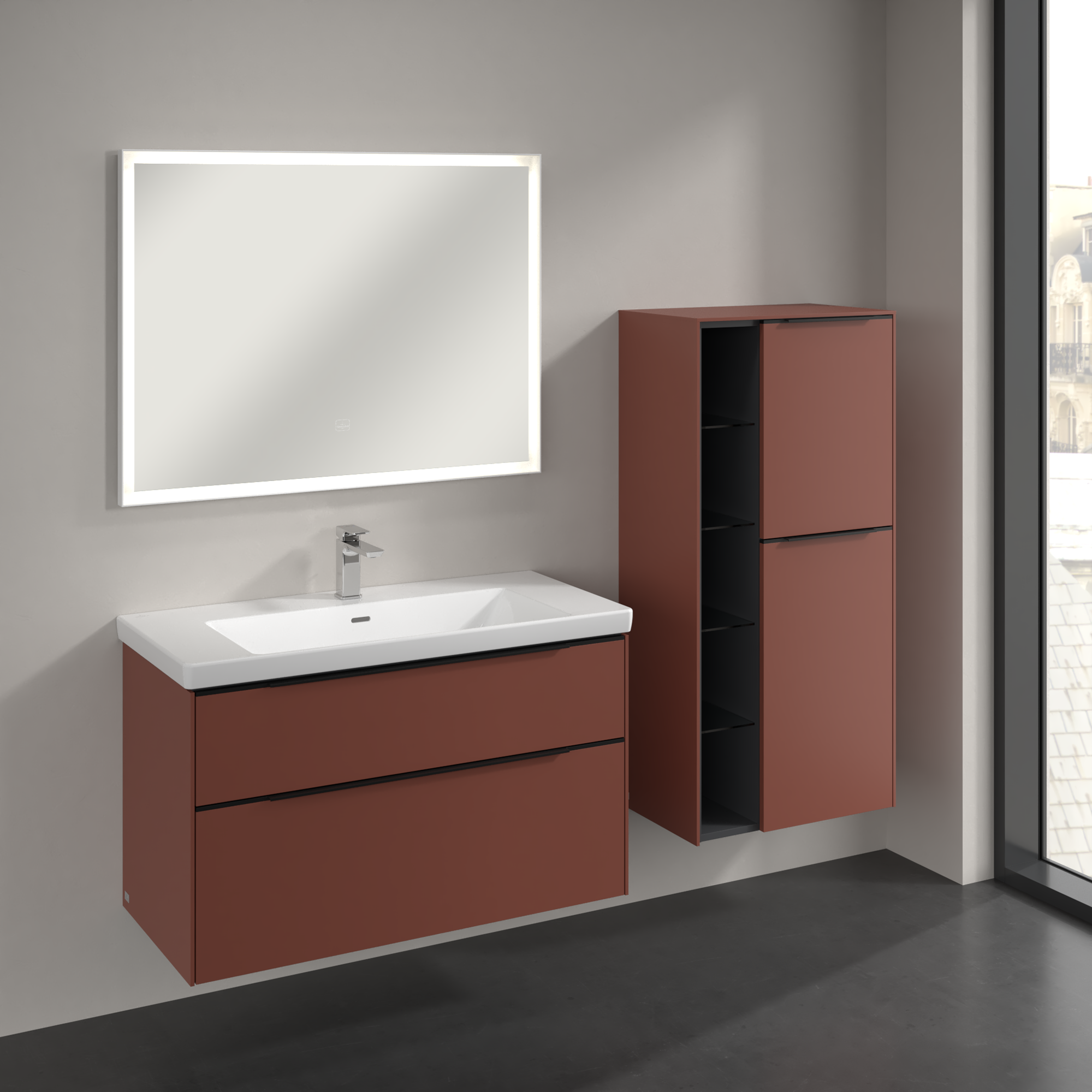 Subway 3.0 Skab i middel højde, 2 døre, 574x1200x346mm, Korpus: Wine Red, Front: Wine Red
