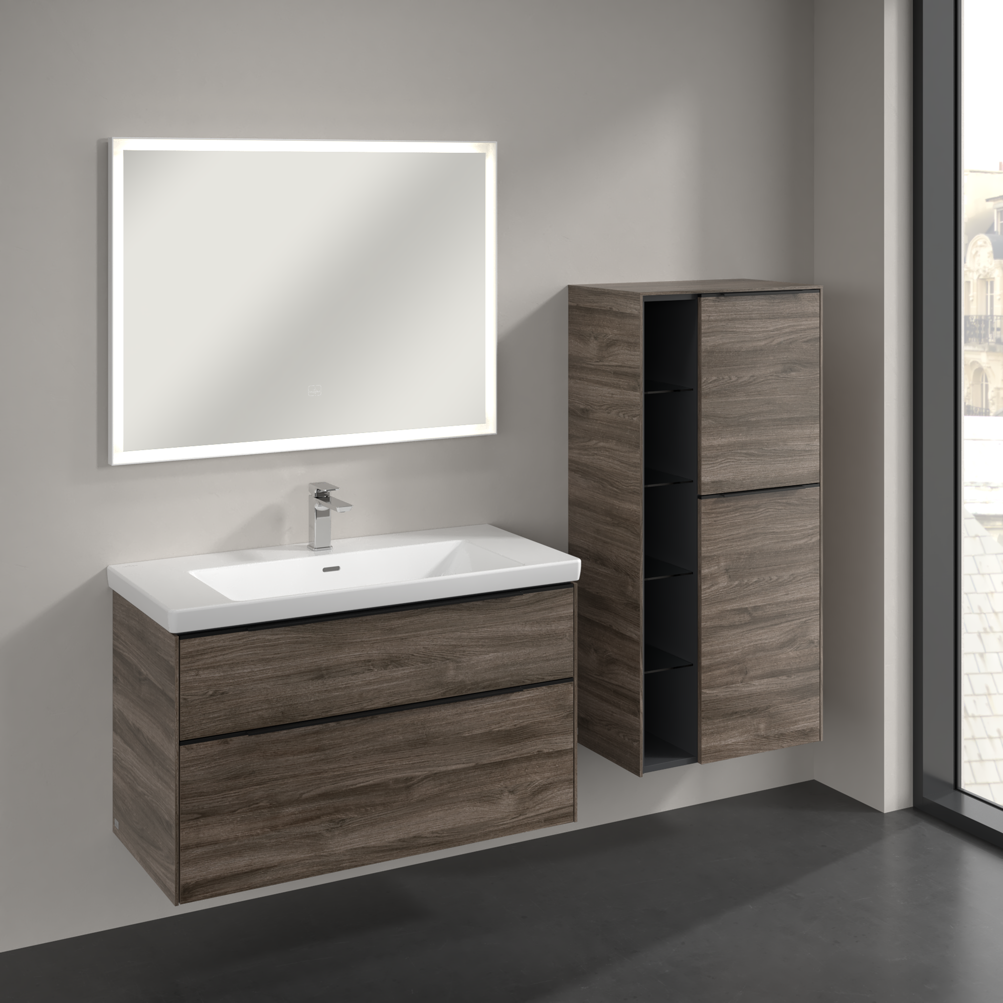 Subway 3.0 Medium-height cabinet, 2 doors, 574x1200x346mm, Body: Stone Oak, Front: Stone Oak