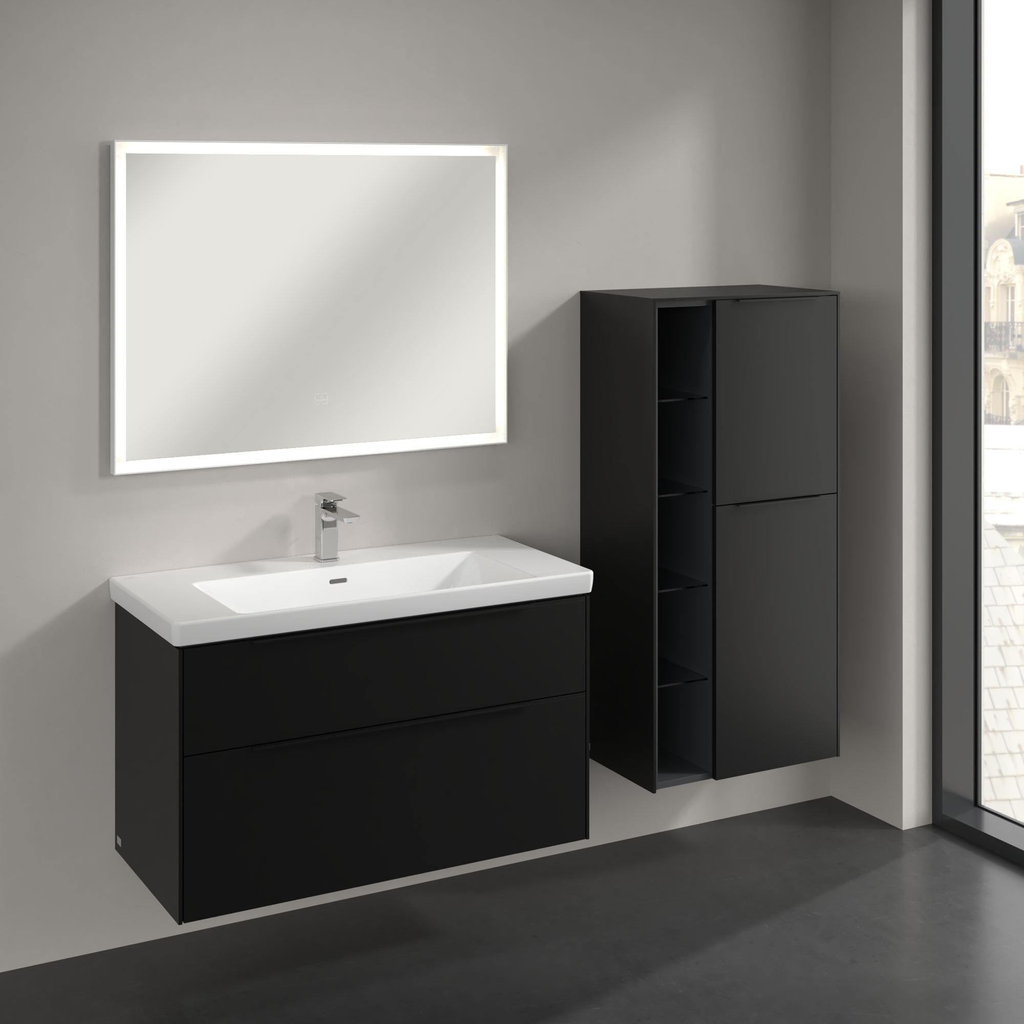 Subway 3.0 Medium-height cabinet, 2 doors, 574x1200x346mm, Body: Volcano Black, Front: Volcano Black