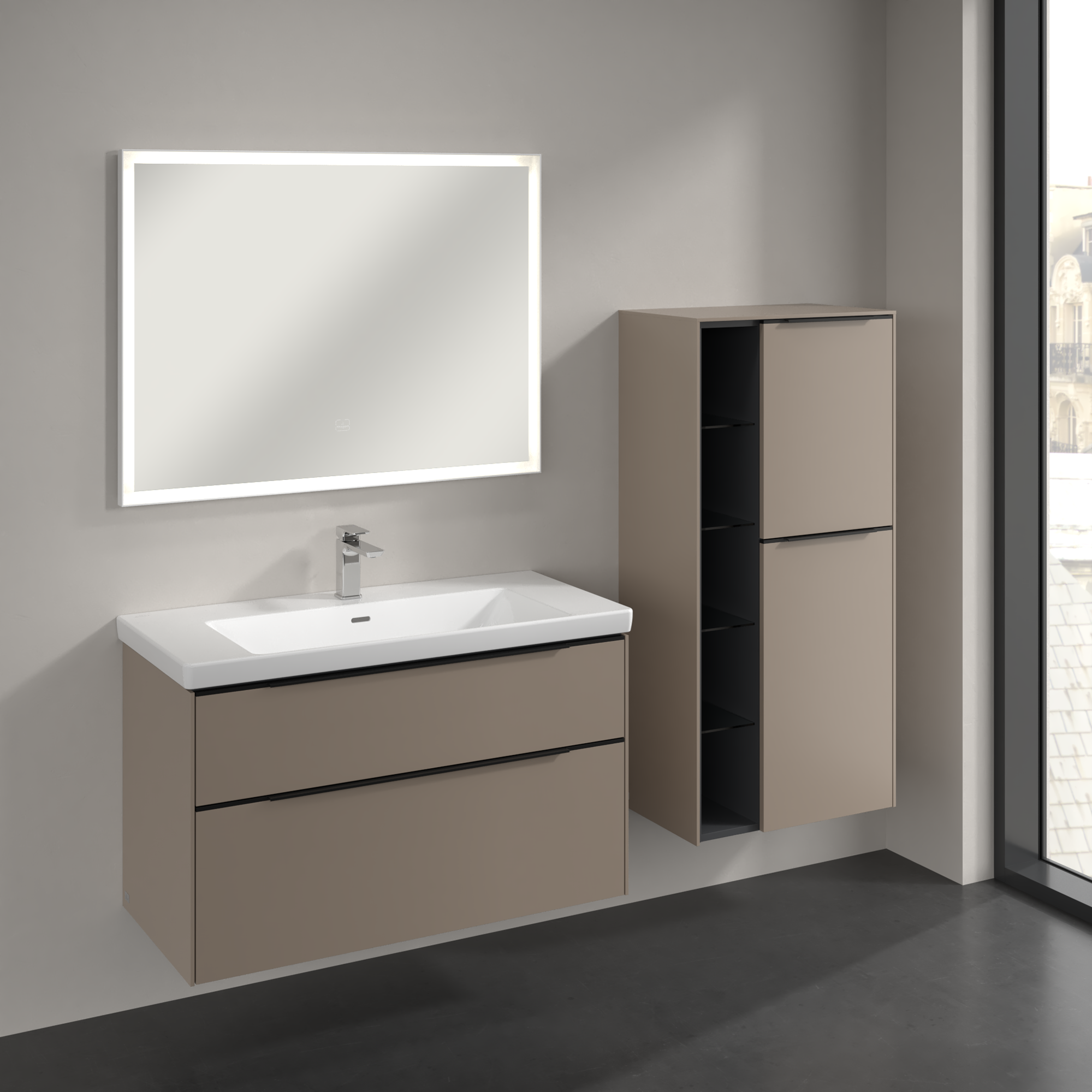 Subway 3.0 Medium-height cabinet, 2 doors, 574x1200x346mm, Body: Taupe, Front: Taupe