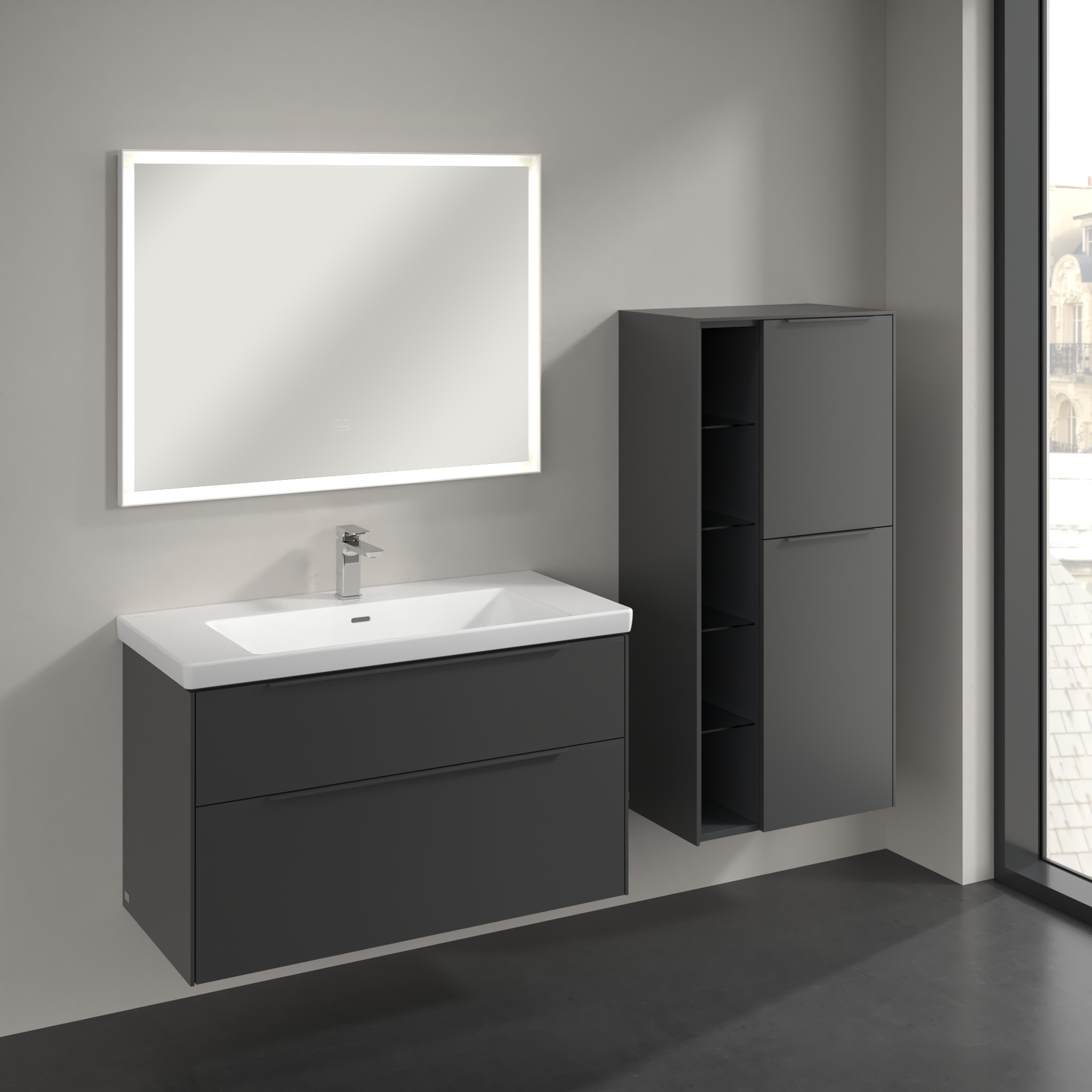 Subway 3.0 Medium-height cabinet, 2 doors, 574x1200x346mm, Body: Graphite, Front: Graphite