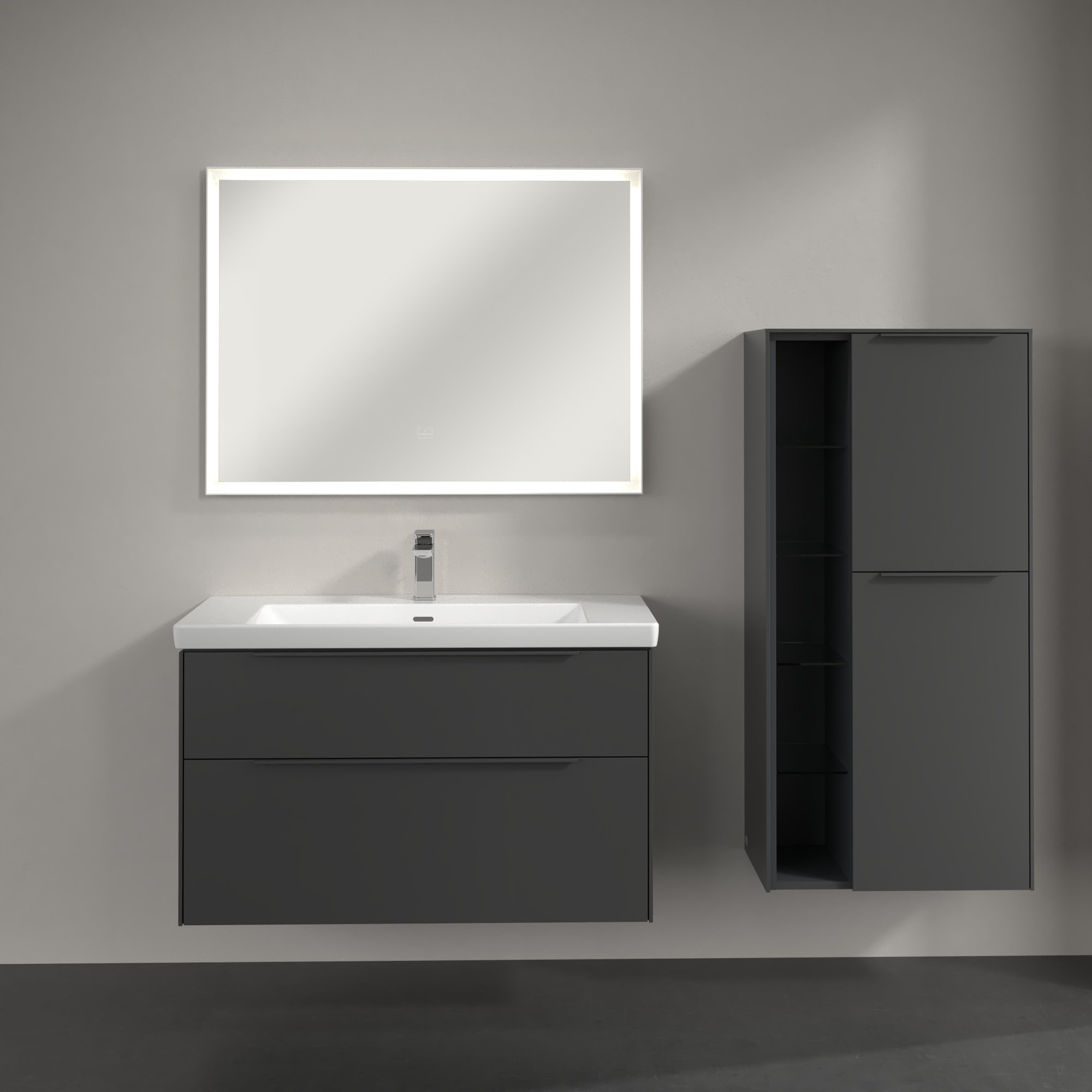 Subway 3.0 Medium-height cabinet, 2 doors, 574x1200x346mm, Body: Graphite, Front: Graphite