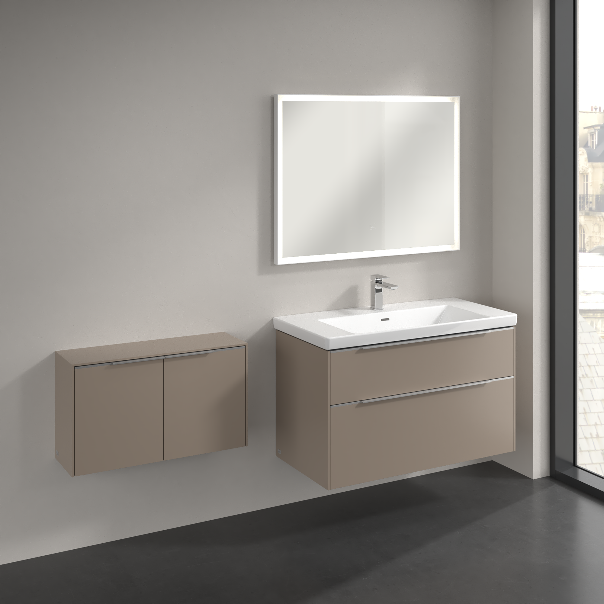 Subway 3.0 Sideboard, 2 doors, 728x423x240mm, Body: Taupe, Front: Taupe