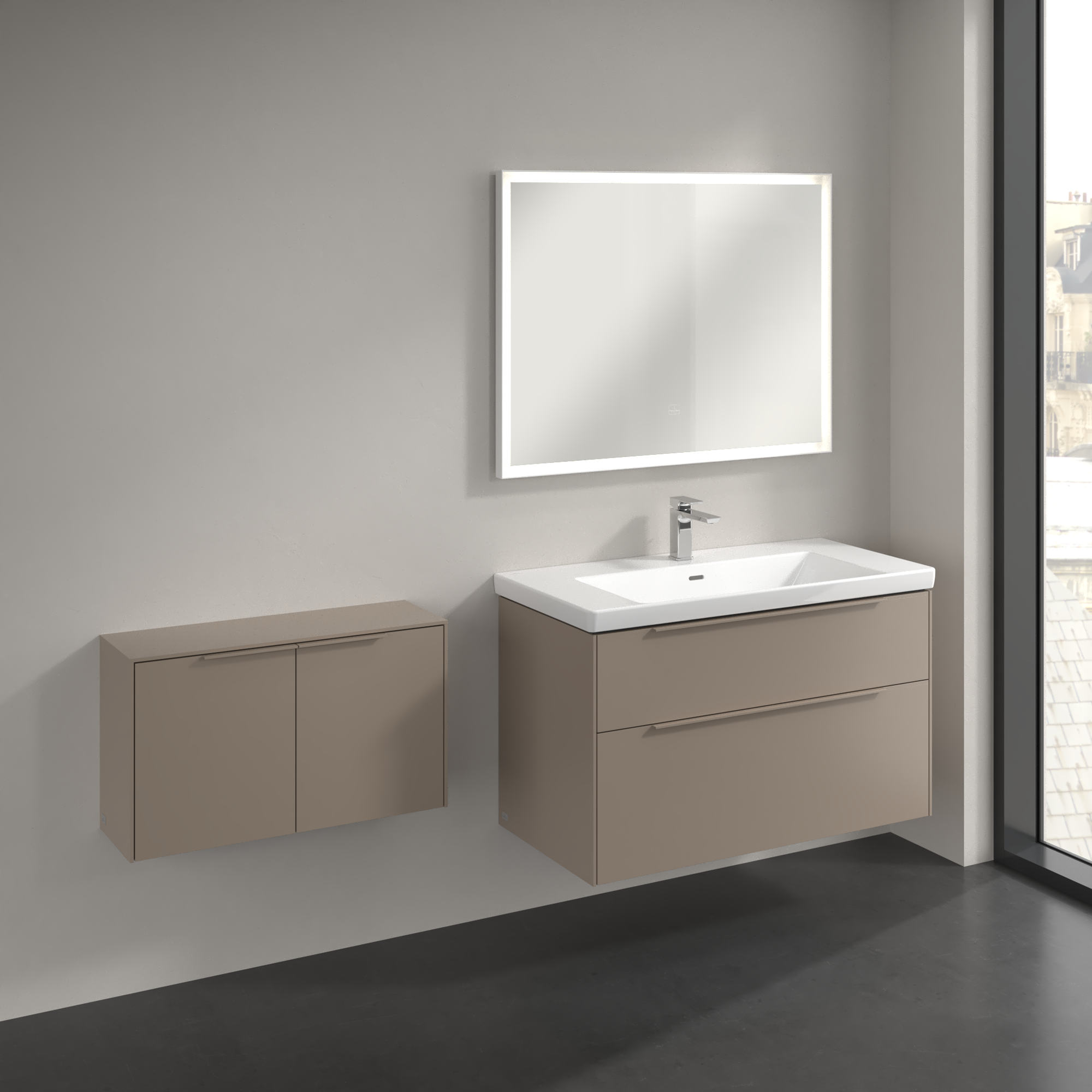 Subway 3.0 Sideboard, 2 doors, 728x423x240mm, Body: Taupe, Front: Taupe