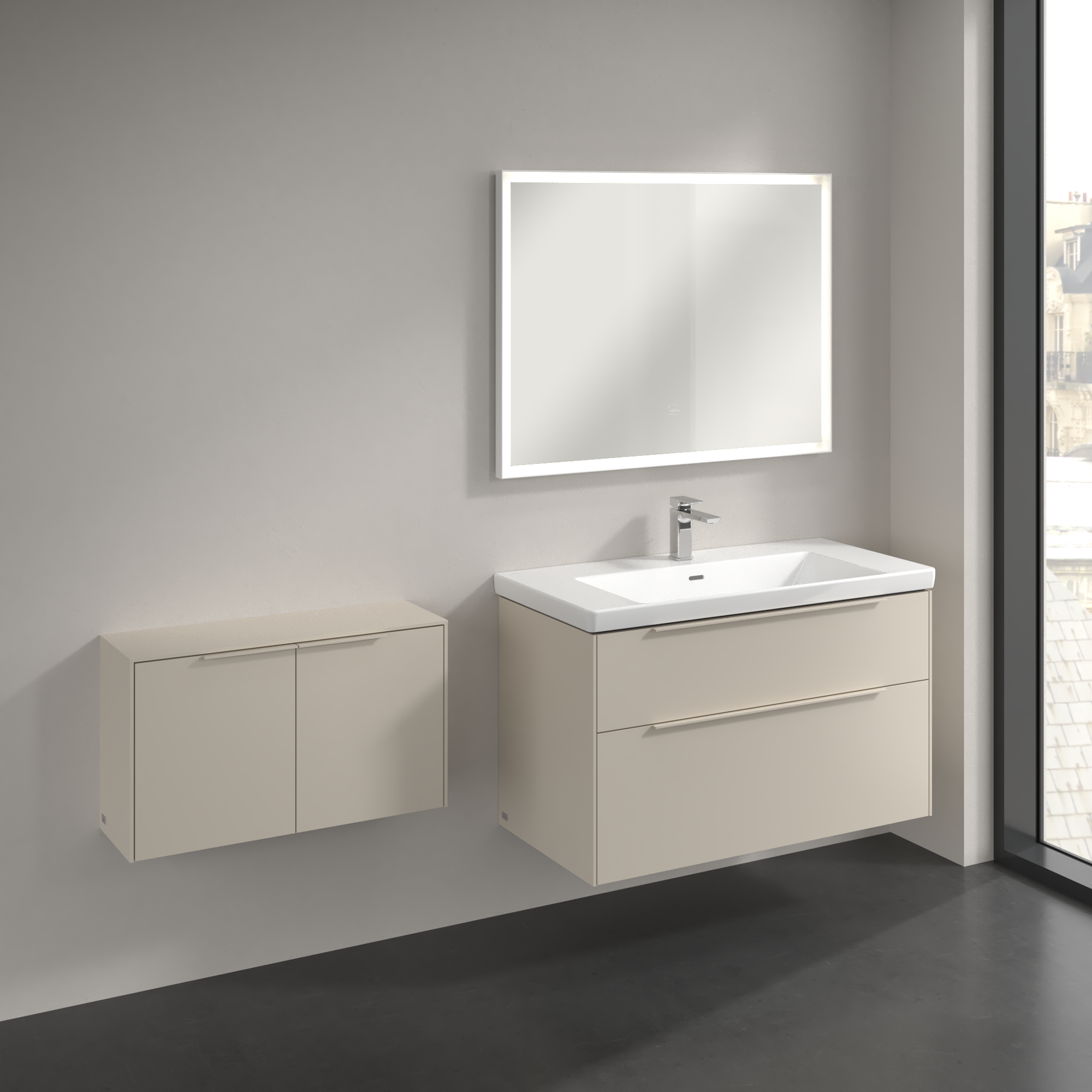 Subway 3.0 Sideboard, 2 doors, 728x423x240mm, Body: Cashmere Grey, Front: Cashmere Grey
