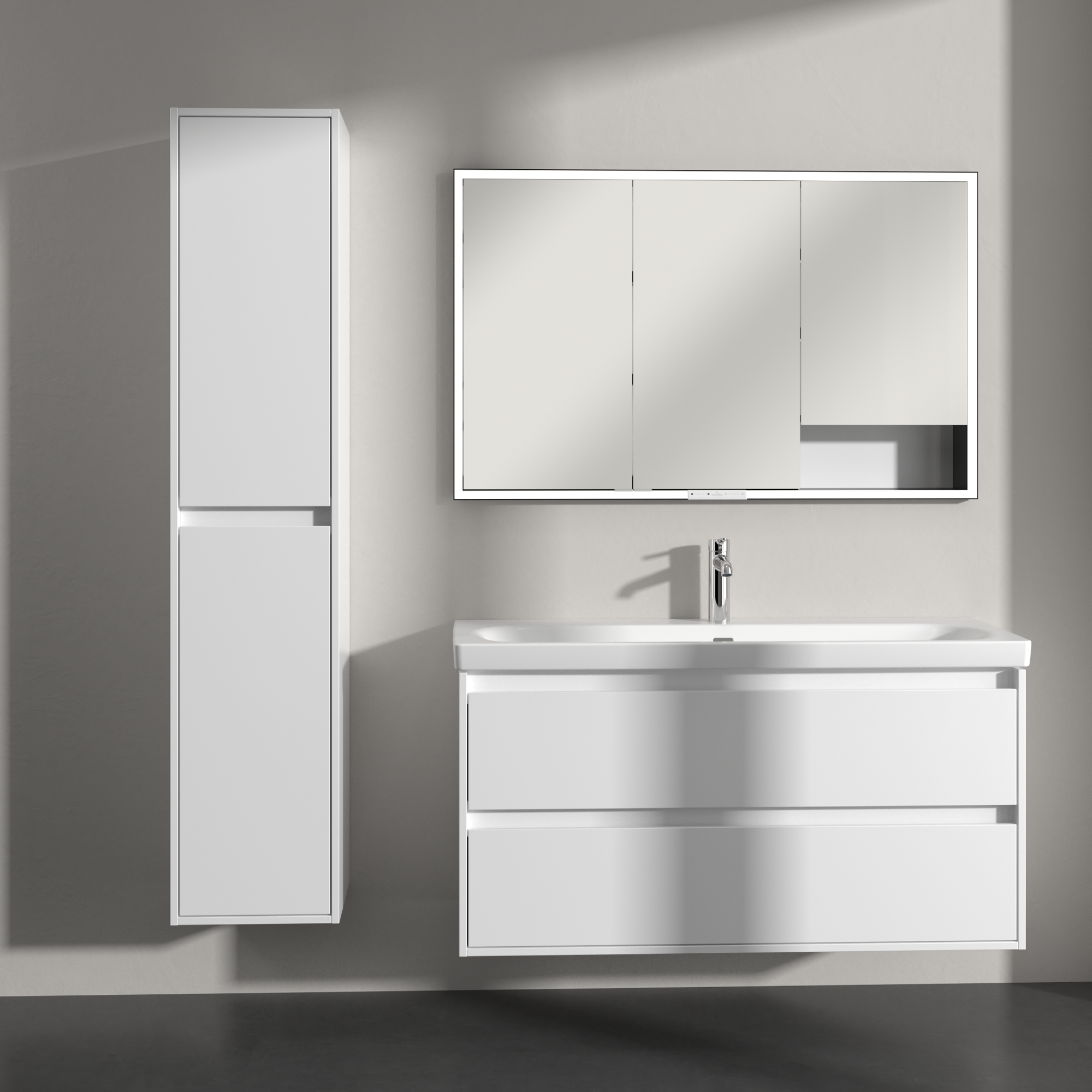 Skyla Tall cabinet, 2 doors, 350x1700x349mm, Body: Brilliant White, Front: Brilliant White