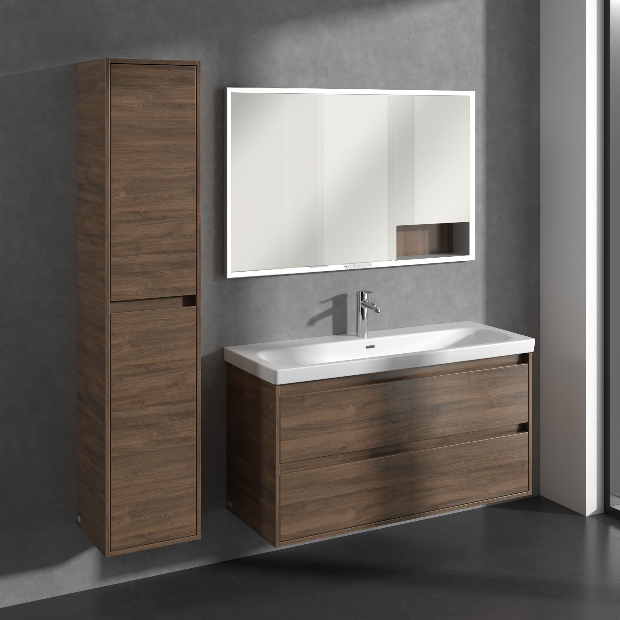 Skyla Tall cabinet, 2 doors, 350x1700x349mm, Body: Arizona Oak, Front: Arizona Oak