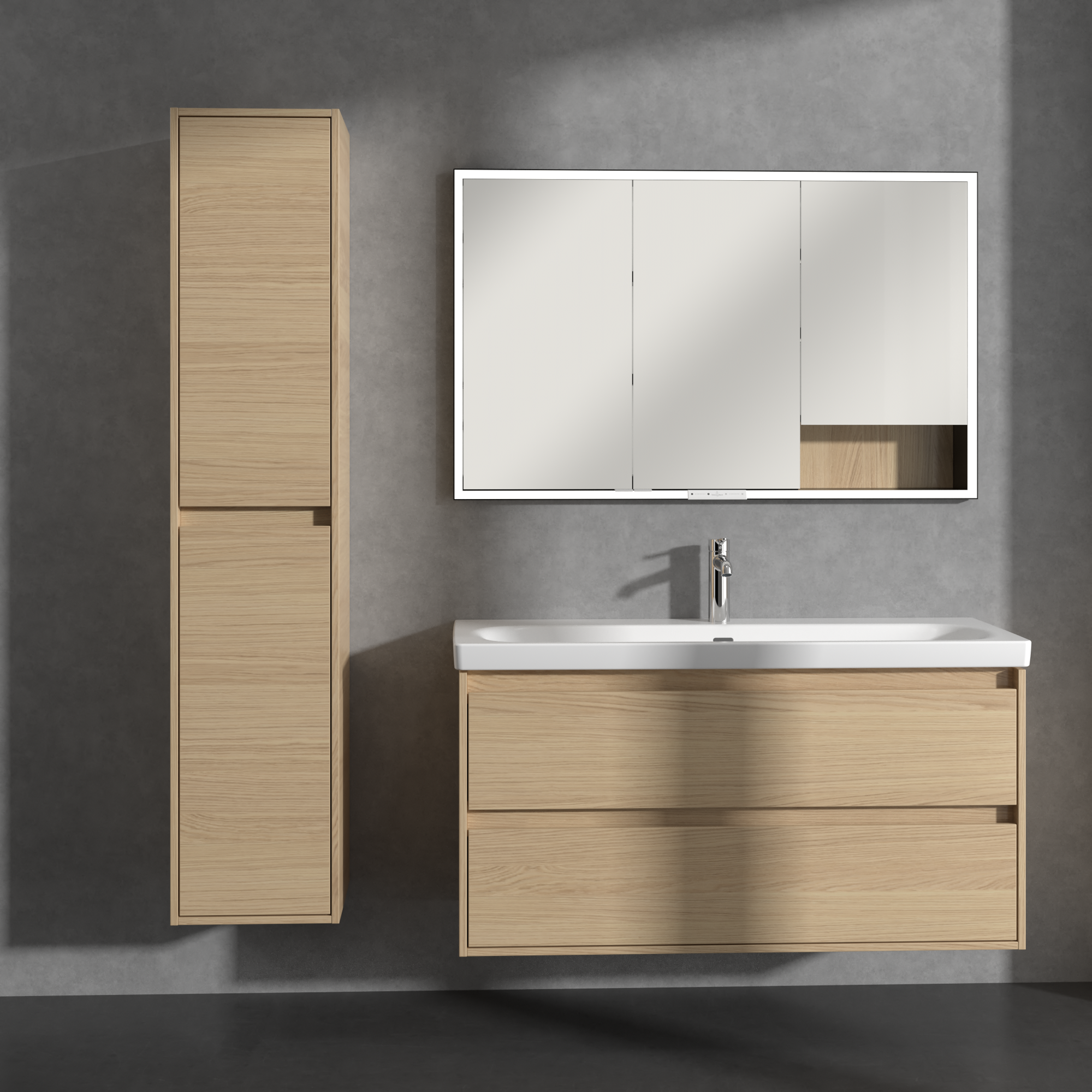 Skyla Tall cabinet, 2 doors, 350x1700x349mm, Body: Nordic Oak, Front: Nordic Oak