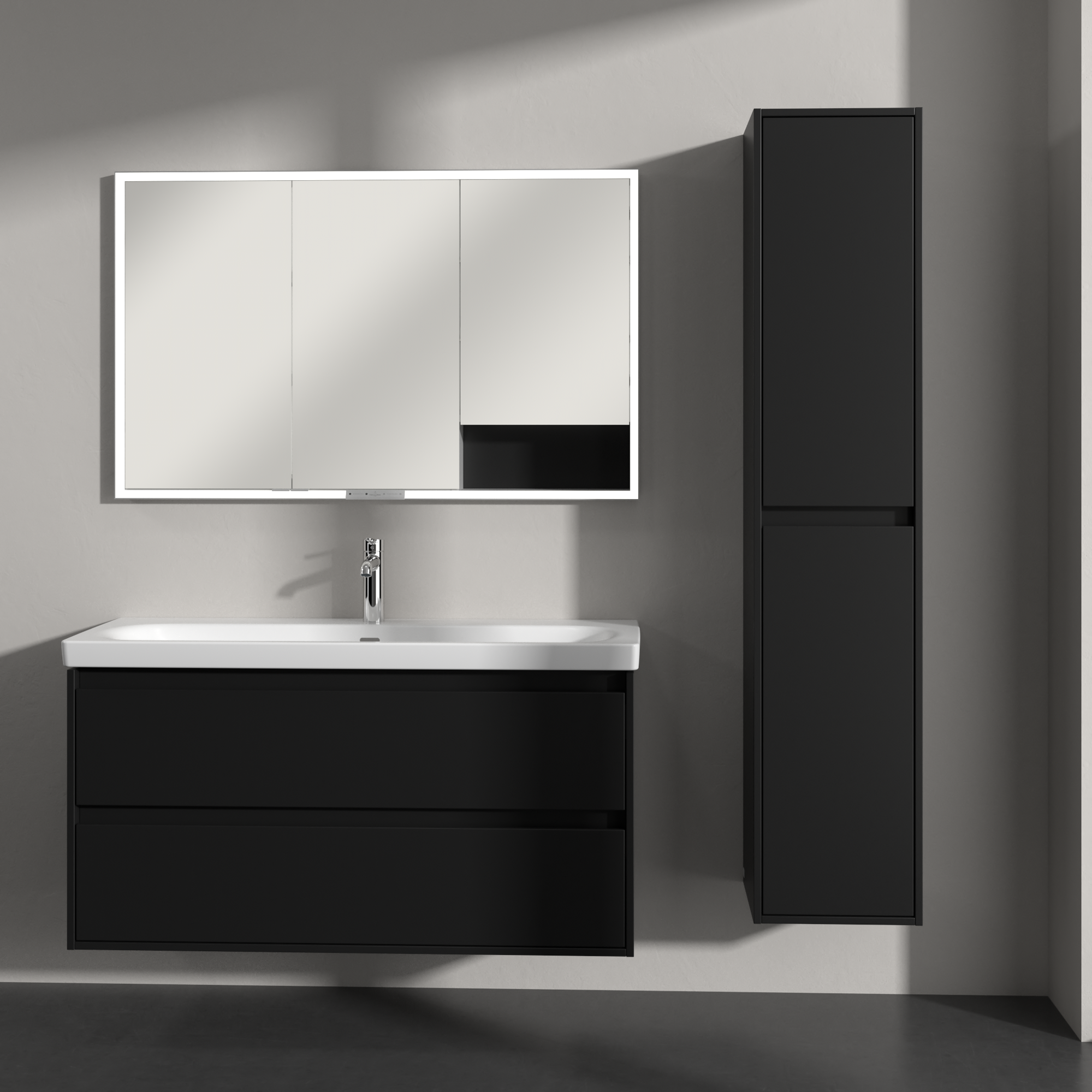 Skyla Højskab, 2 døre, 350x1700x349mm, Korpus: Volcano Black, Front: Volcano Black