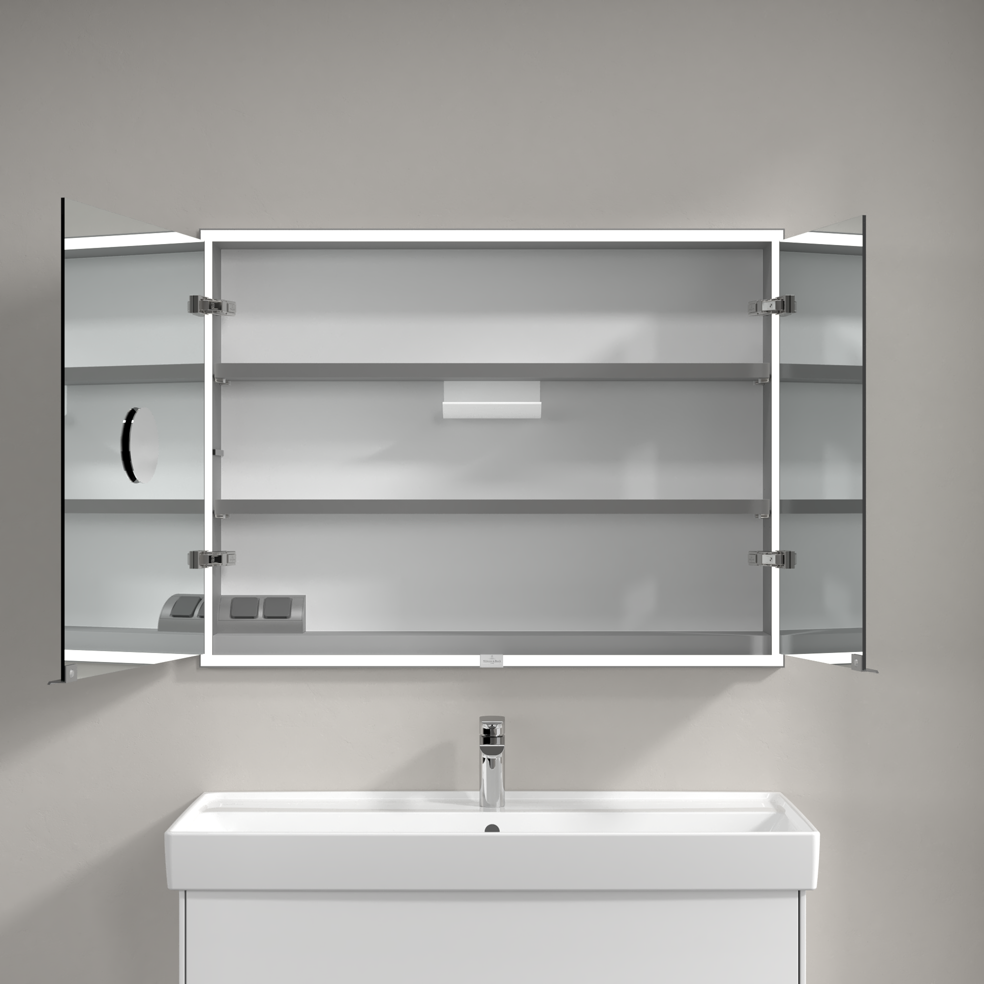 My View Now Built-in mirror cabinet, with lighting, 1000x750x168mm
