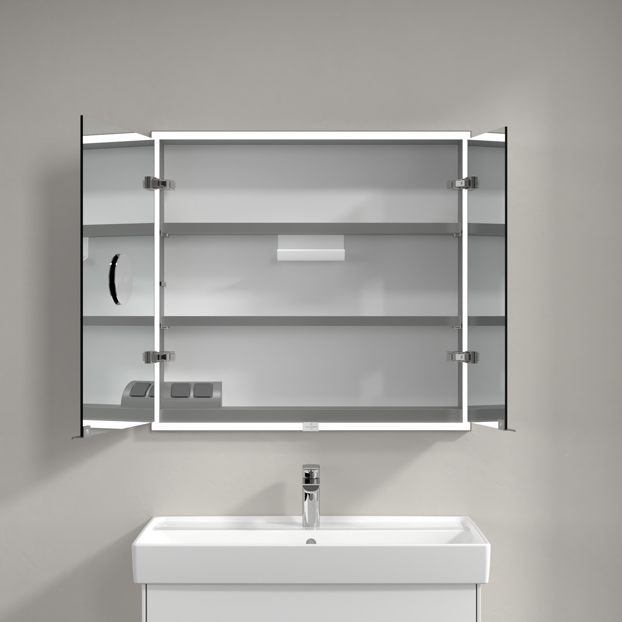My View Now Built-in mirror cabinet, with lighting, 800x750x168mm