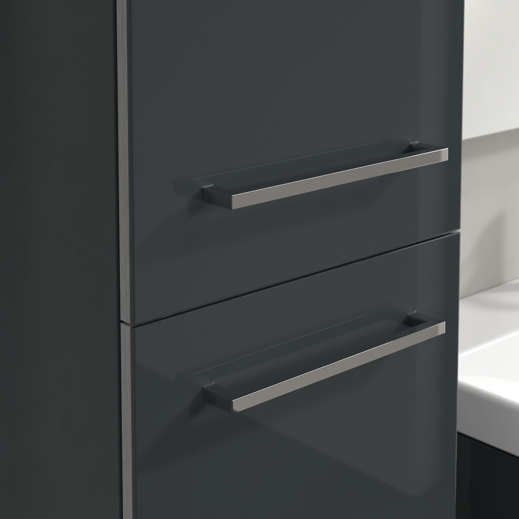 Avento Tall cabinet, 2 doors, 350x1760x372mm, Body: Crystal Grey, Front: Crystal Grey