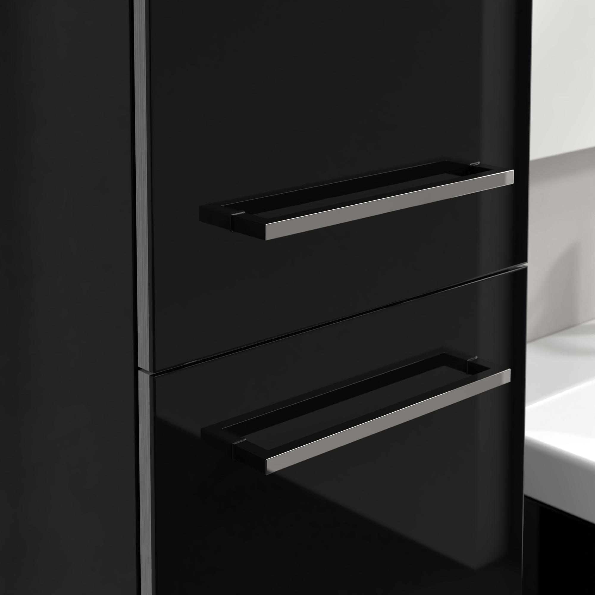 Avento Hoge kast, 2 deuren, 350x1760x372mm, Corpus: Crystal Black, Front: Crystal Black