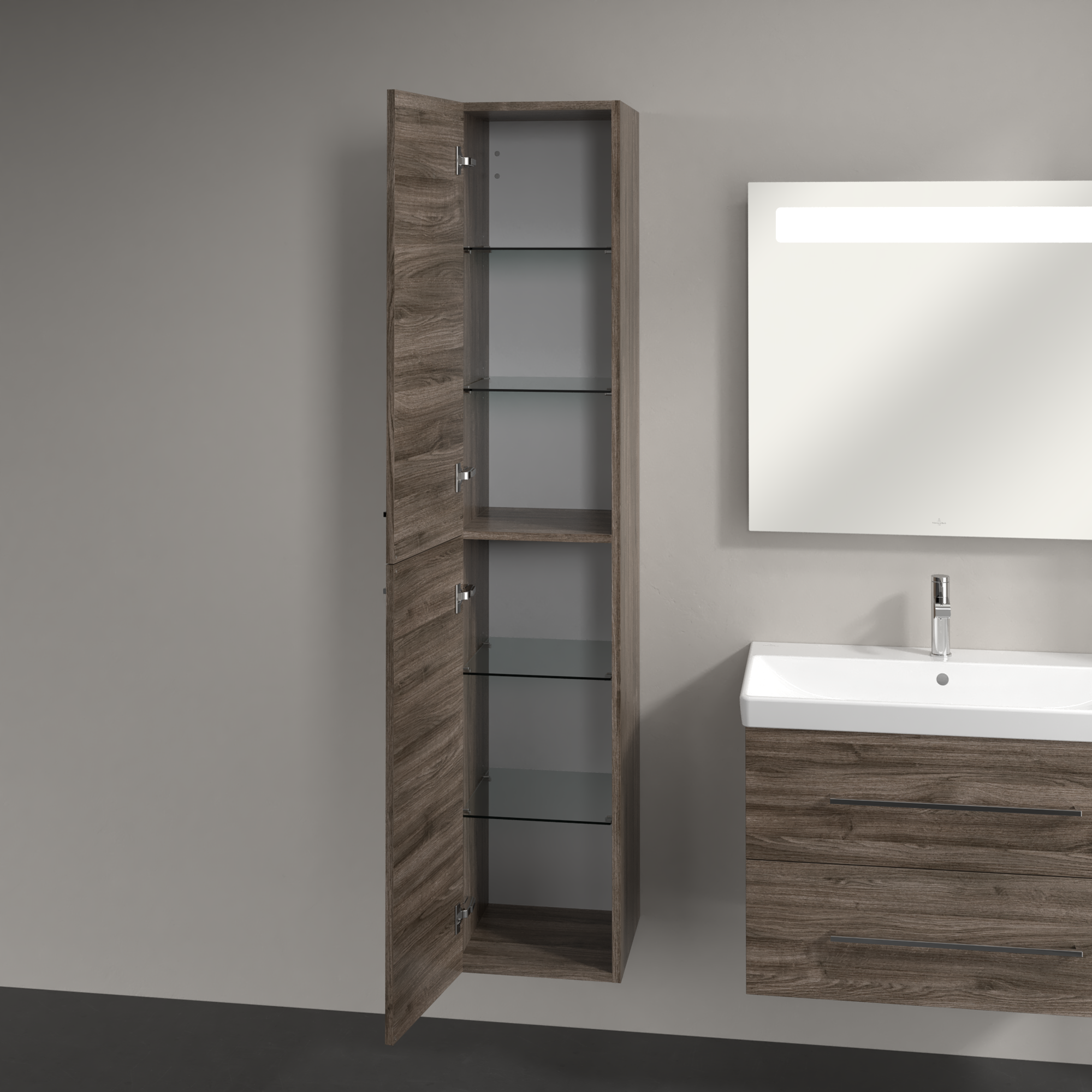 Avento Hoge kast, 2 deuren, 350x1760x372mm, Corpus: Stone Oak, Front: Stone Oak