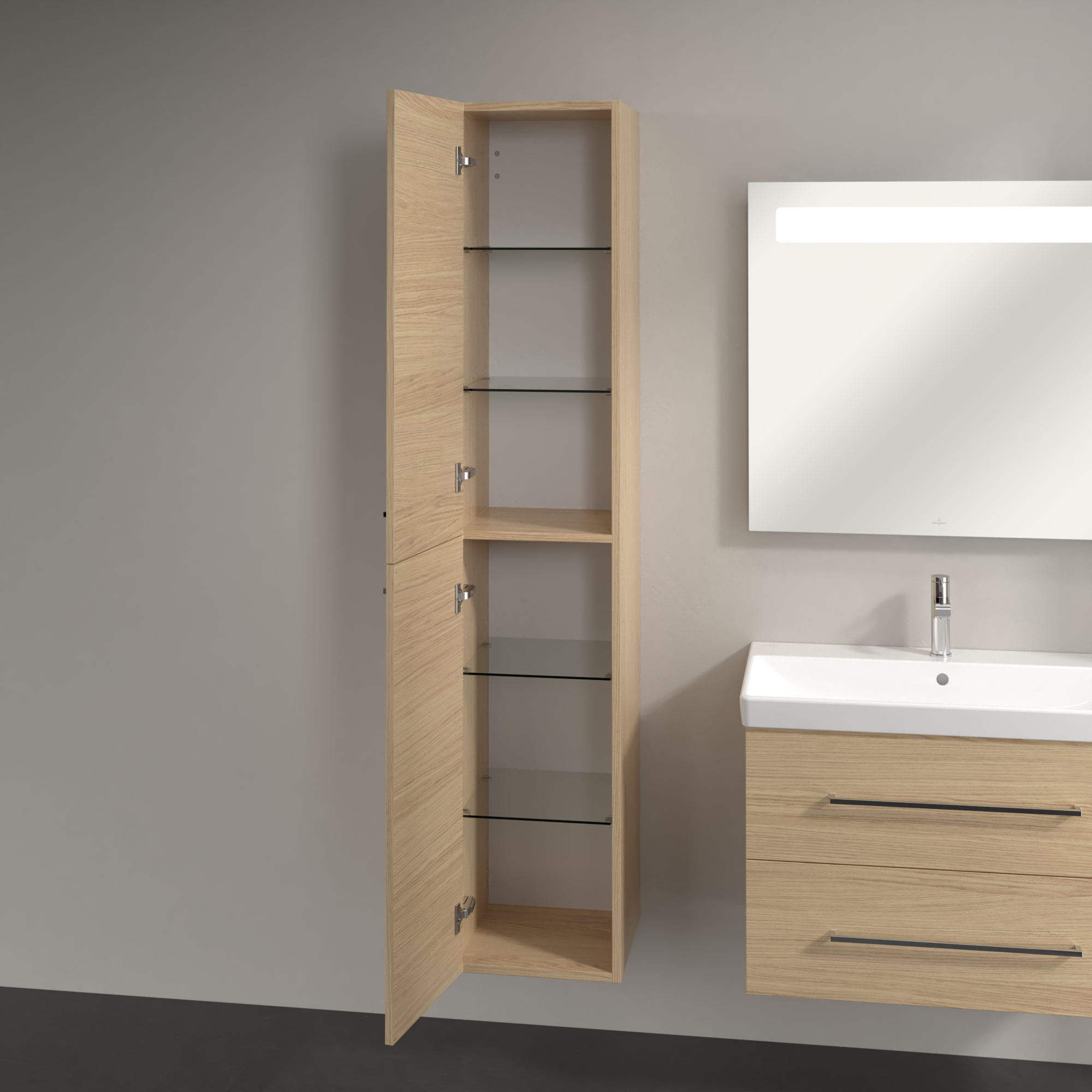 Avento Hoge kast, 2 deuren, 350x1760x372mm, Corpus: Nordic Oak, Front: Nordic Oak