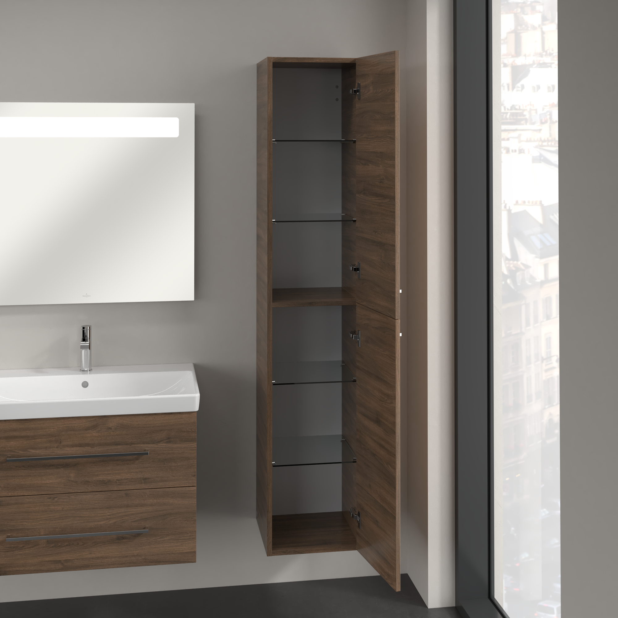 Avento Hoge kast, 2 deuren, 350x1760x372mm, Corpus: Arizona Oak, Front: Arizona Oak