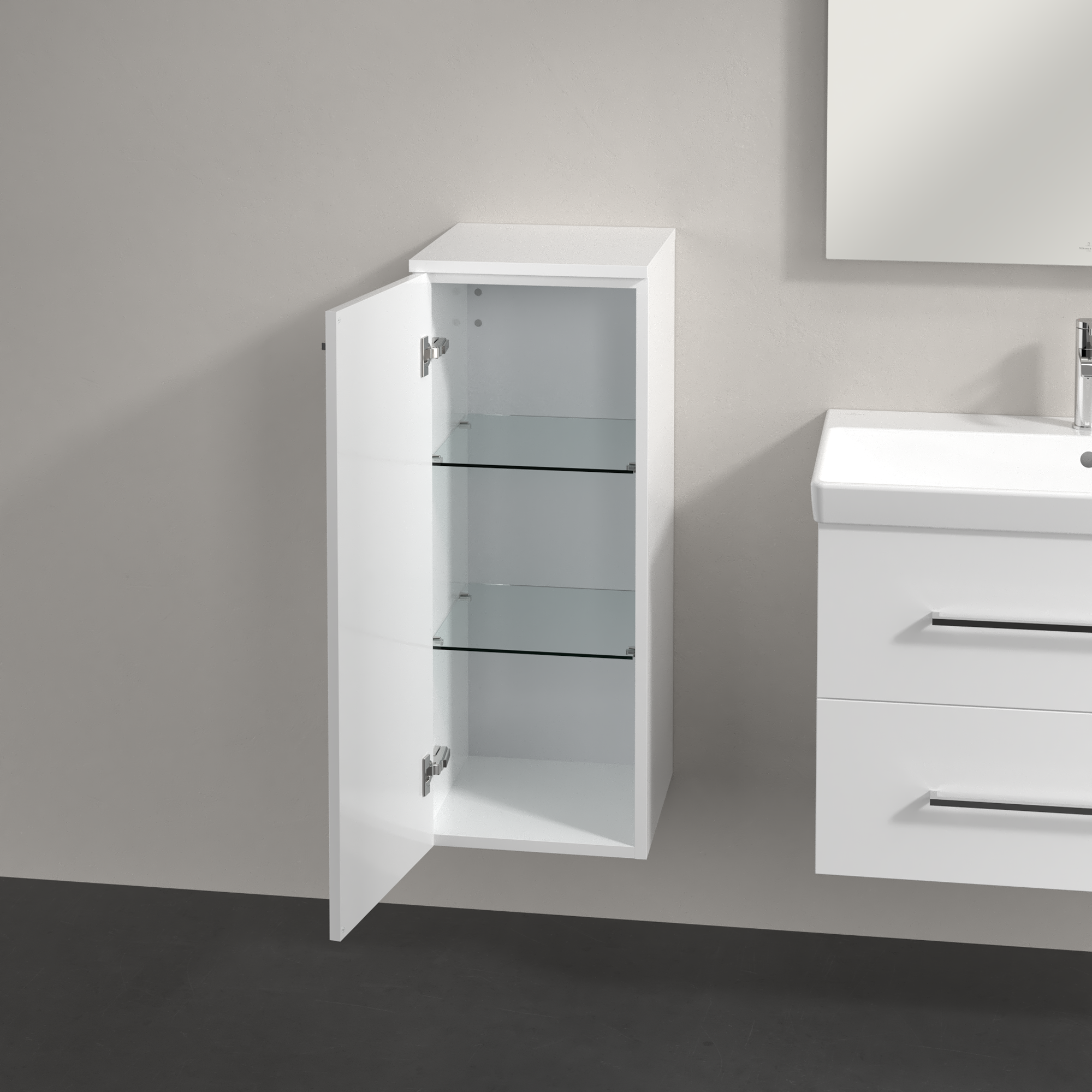 Avento Zijkast, 1 deur, 350x890x373mm, Corpus: Brilliant White, Front: Brilliant White