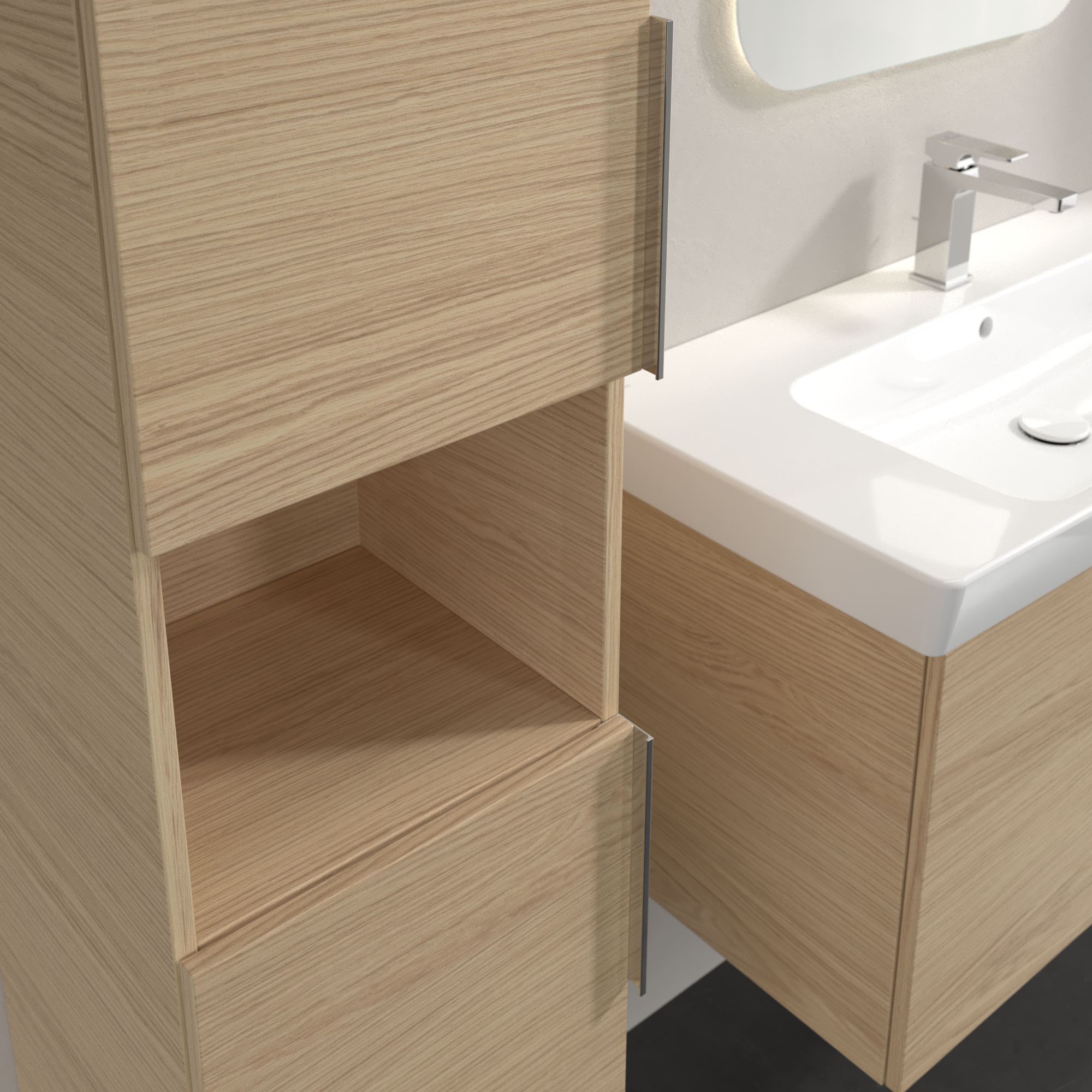 Architectura Tall cabinet, 2 doors, 350x1400x346mm, Body: Nordic Oak, Front: Nordic Oak