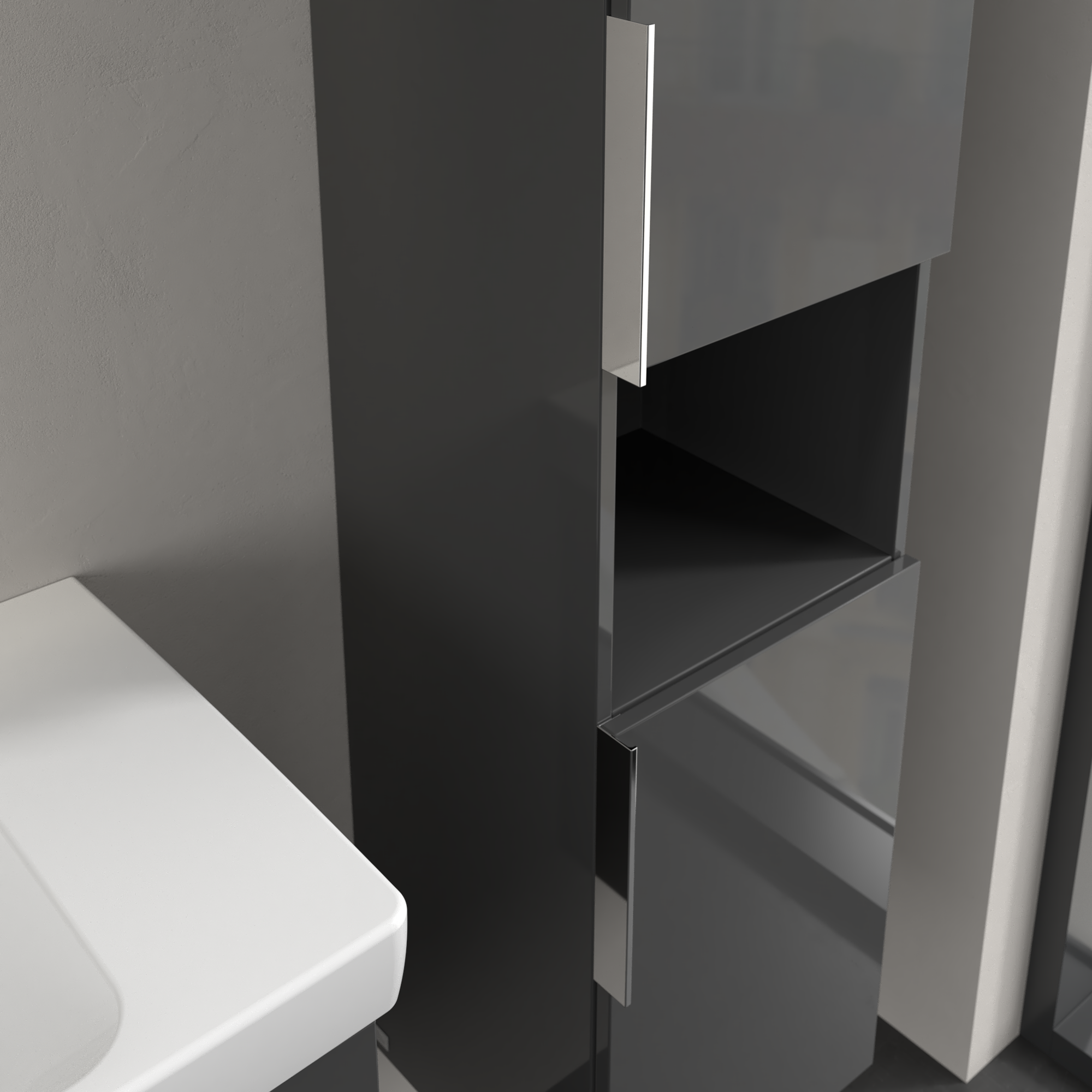 Architectura Armario alto, 2 puertas, 350x1400x346mm, Cuerpo: Grey, Frontal: Grey