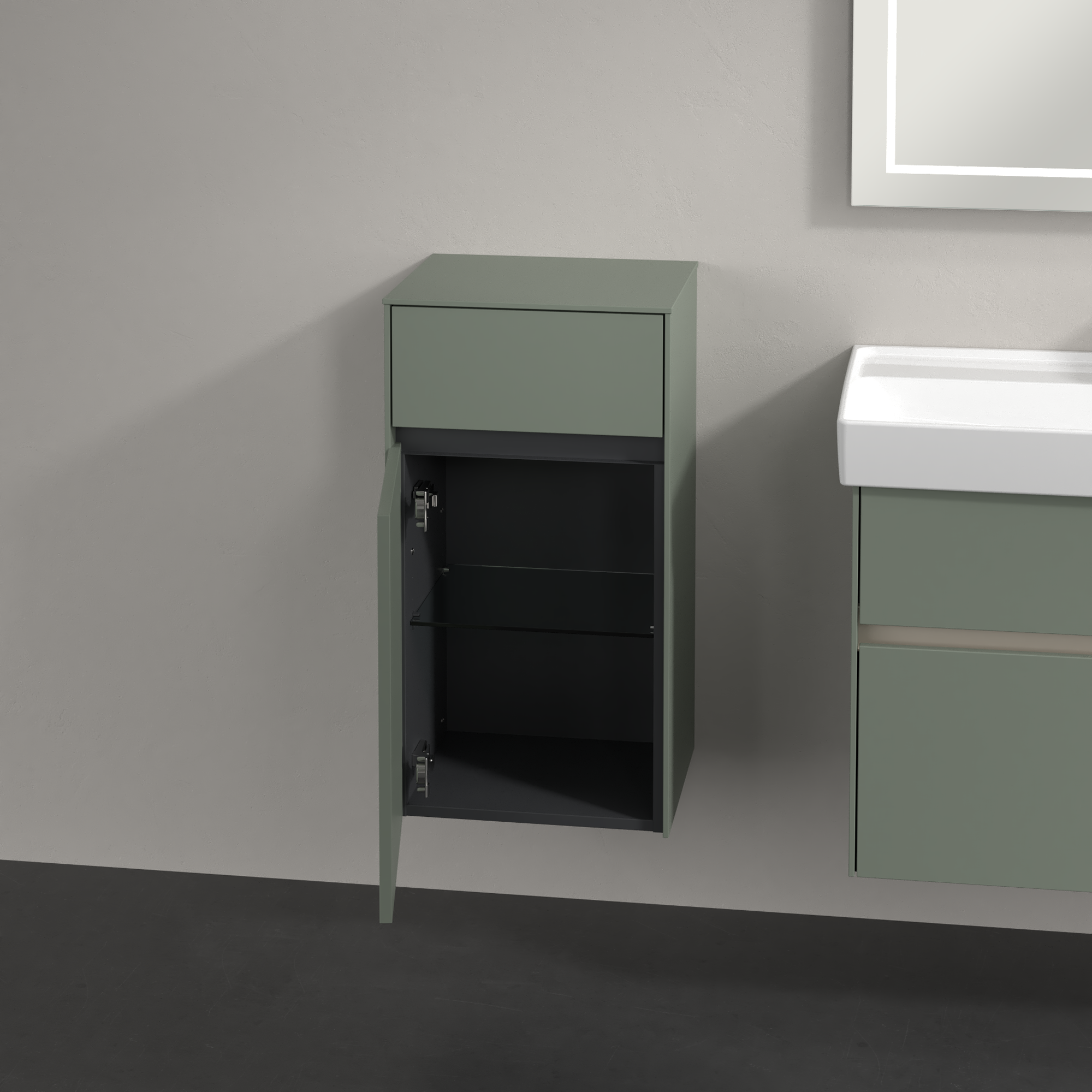 Collaro Side cabinet, 1 door, 1 drawer, 404x748x349mm, Body: Soft Green, Front: Soft Green