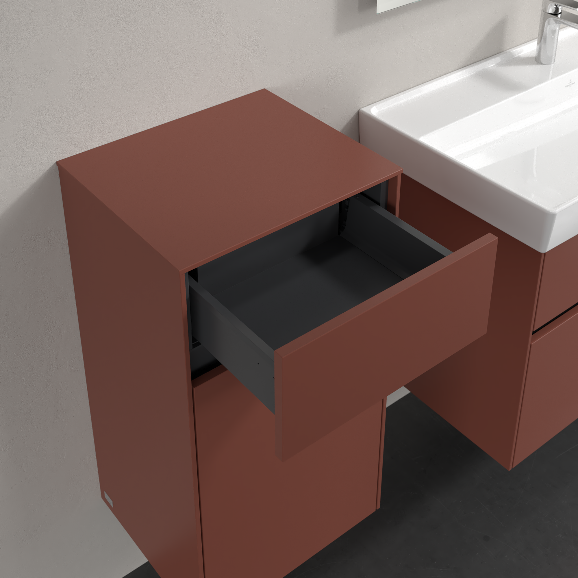 Collaro Side cabinet, 1 door, 1 drawer, 404x748x349mm, Body: Wine Red, Front: Wine Red