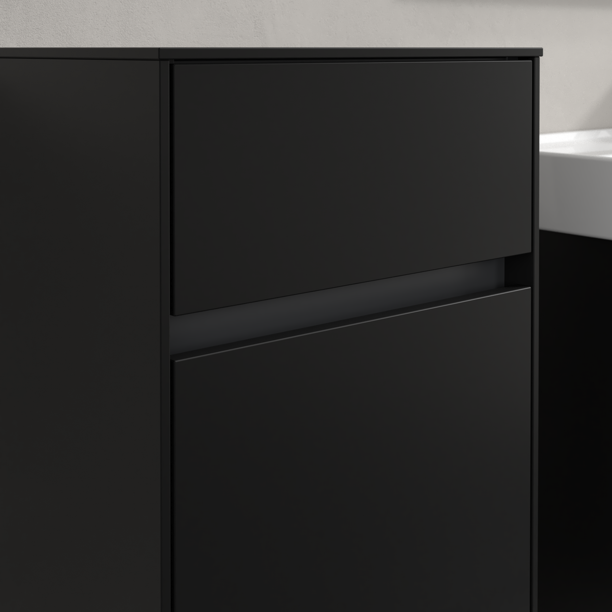 Collaro Side cabinet, 1 door, 1 drawer, 404x748x349mm, Body: Volcano Black, Front: Volcano Black