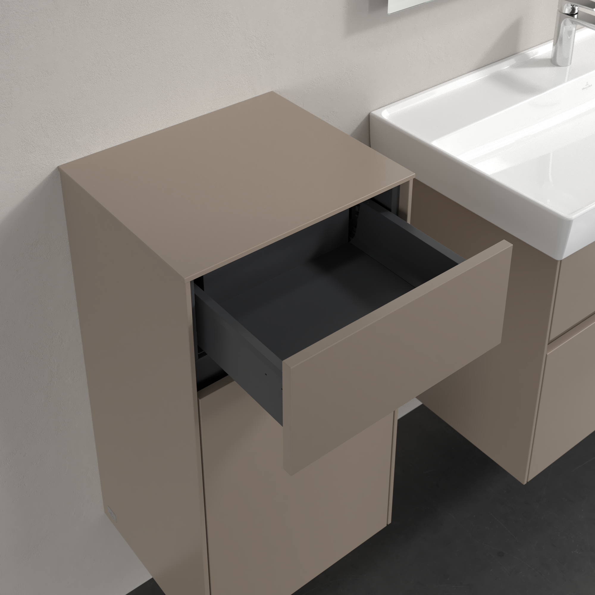 Collaro Szafka boczna, 1 drzwi, 1 szuflada, 404x748x349mm, Korpus: Taupe, Front: Taupe