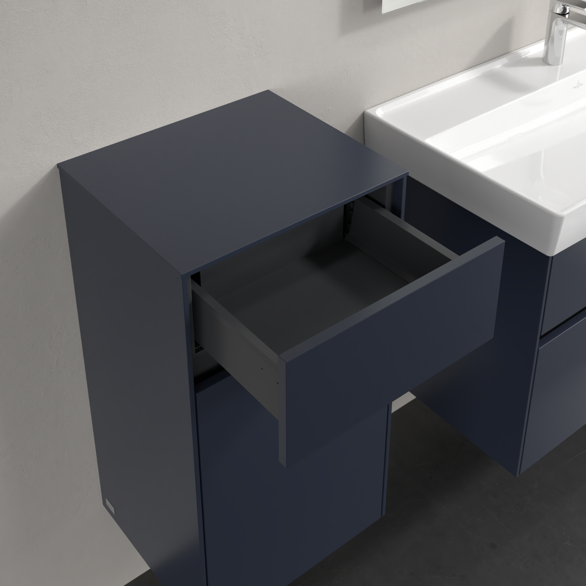 Collaro Szafka boczna, 1 drzwi, 1 szuflada, 404x748x349mm, Korpus: Marine Blue, Front: Marine Blue