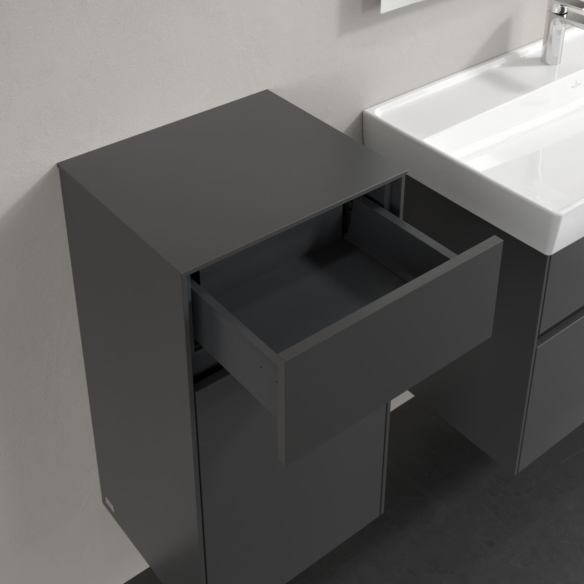 Collaro Szafka boczna, 1 drzwi, 1 szuflada, 404x748x349mm, Korpus: Graphite, Front: Graphite