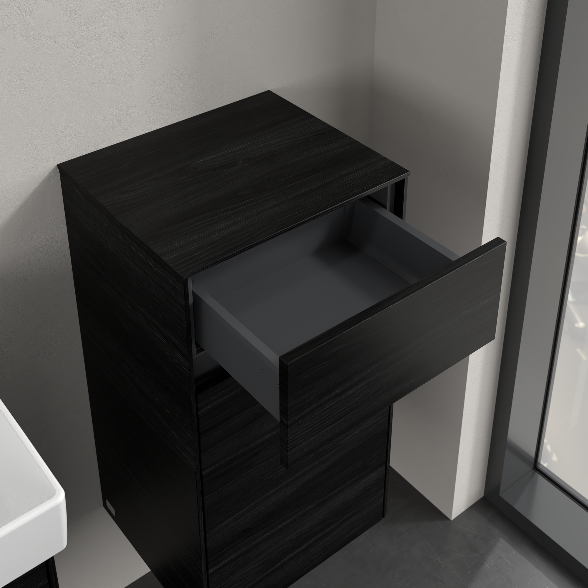 Collaro Side cabinet, 1 door, 1 drawer, 404x748x349mm, Body: Black Oak, Front: Black Oak