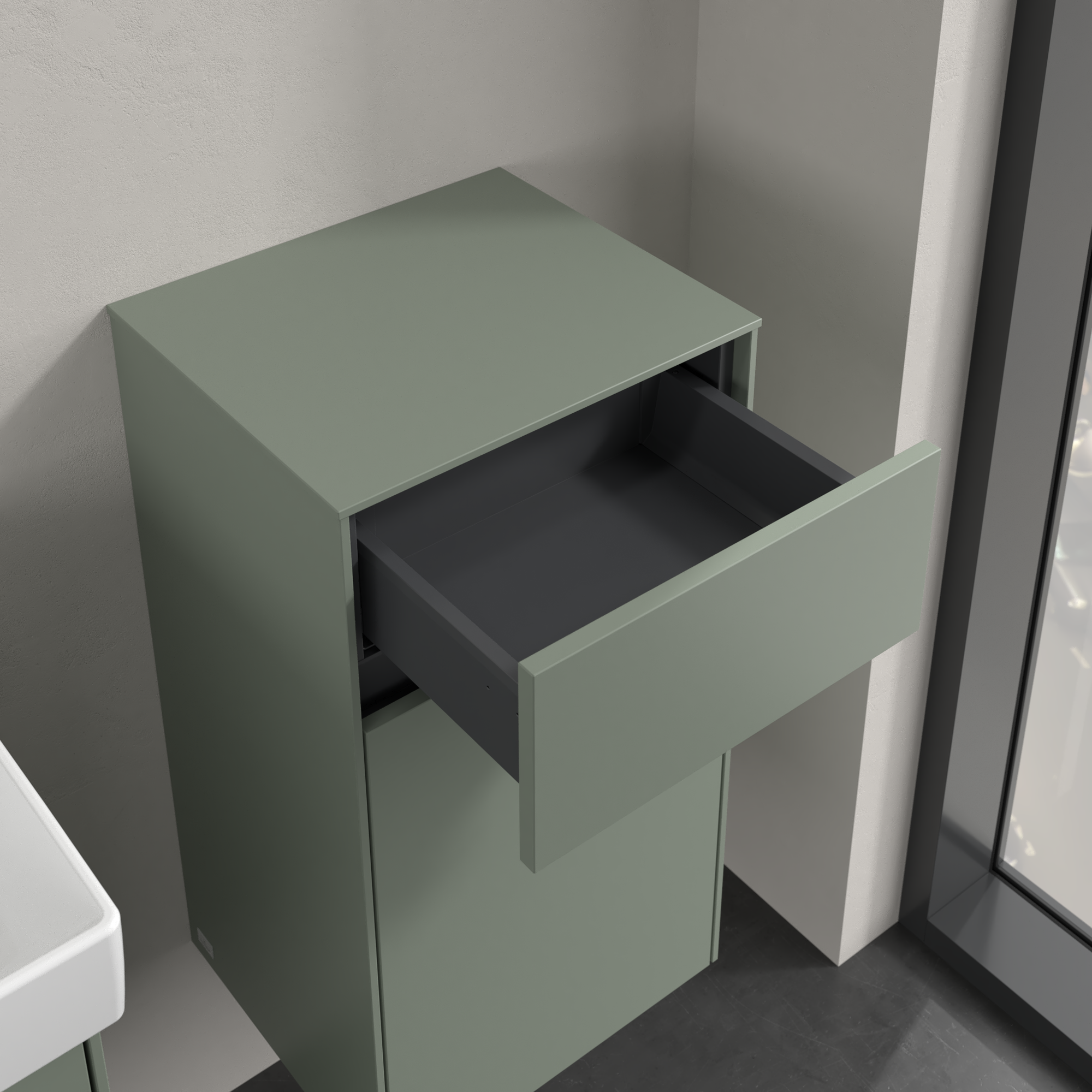 Collaro Side cabinet, 1 door, 1 drawer, 404x748x349mm, Body: Soft Green, Front: Soft Green