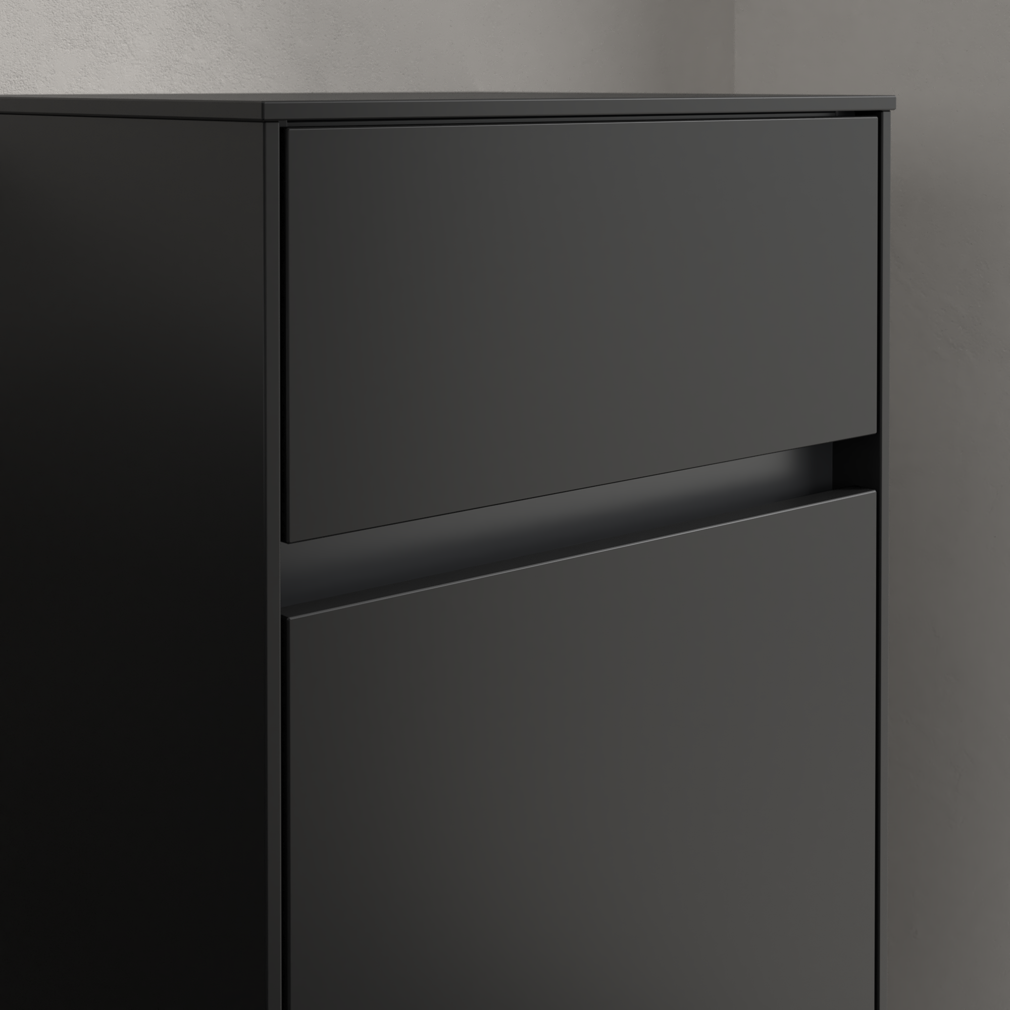 Collaro Side cabinet, 1 door, 1 drawer, 404x748x349mm, Body: Volcano Black, Front: Volcano Black