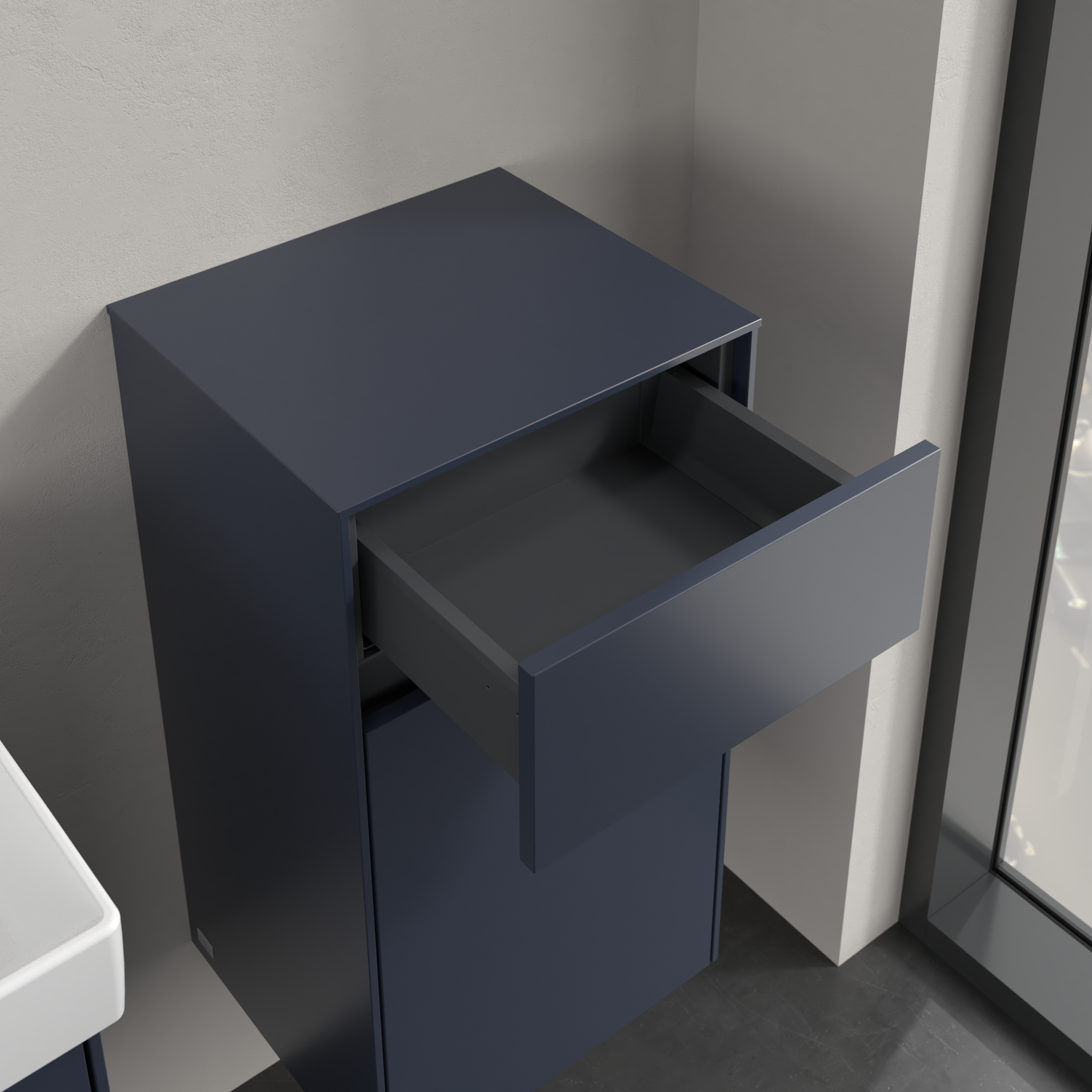 Collaro Szafka boczna, 1 drzwi, 1 szuflada, 404x748x349mm, Korpus: Marine Blue, Front: Marine Blue